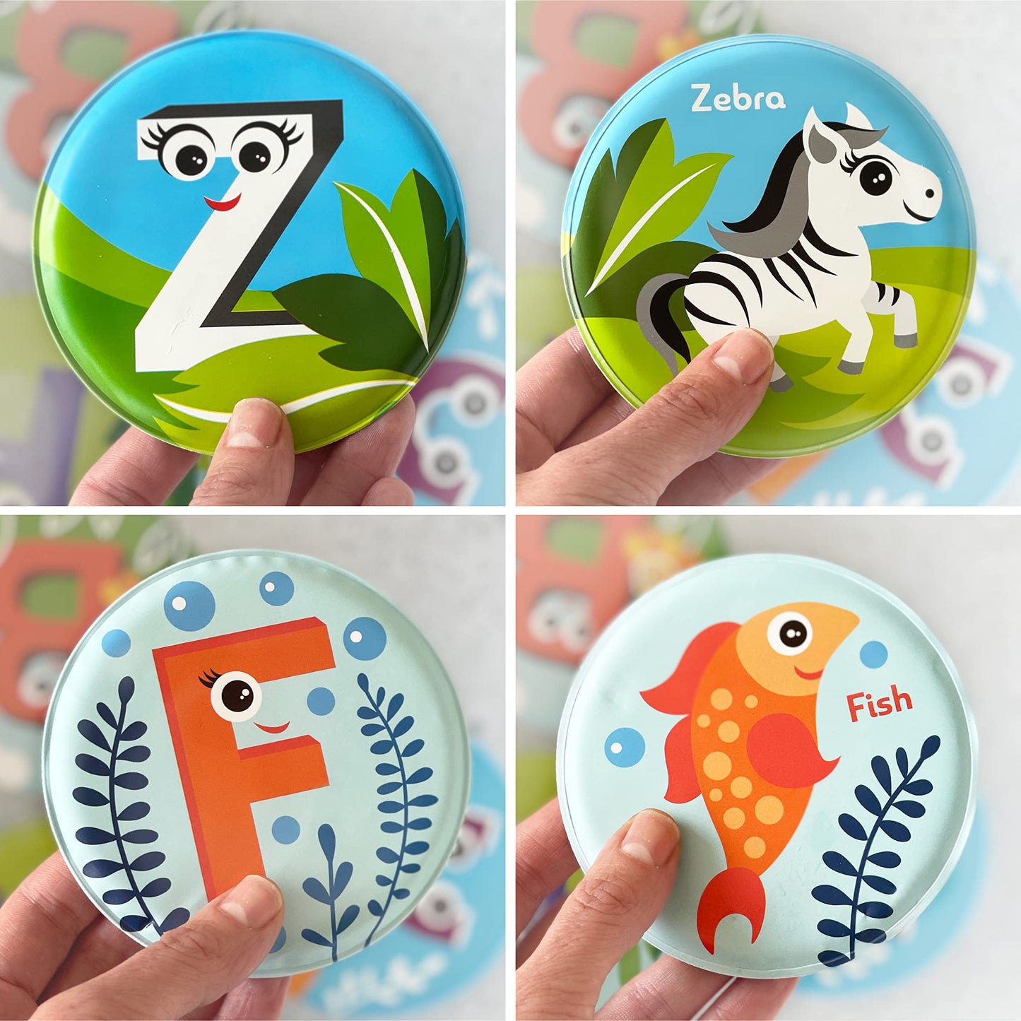 Floating Animals & Alphabet Flash Cards for Bathtub. Preschool Learning Toddler Flash Cards. Educational Bath Toys for 18 Months+ (Set of 26)