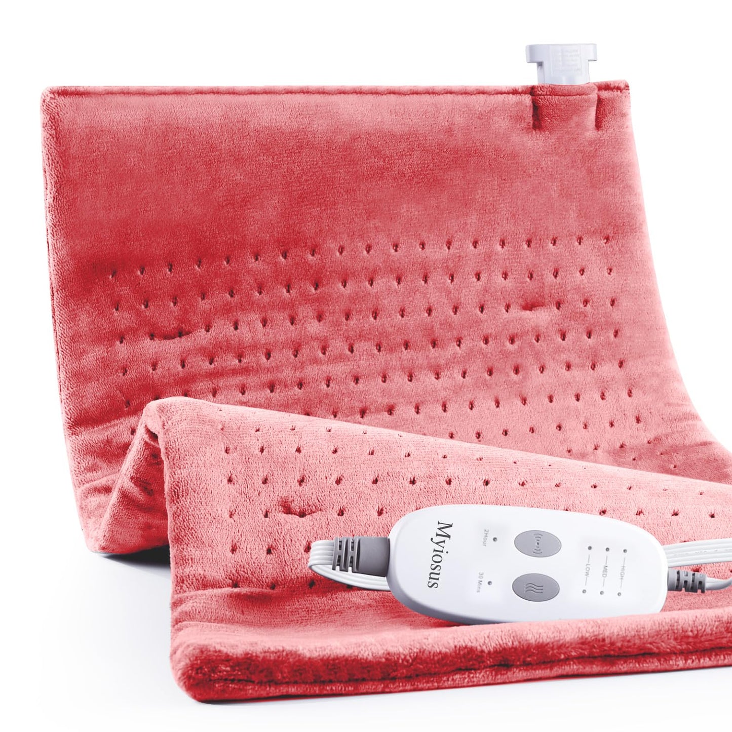 Massaging Weighted Heating Pad for Back Pain Relief,Heating Pads for Neck, Shoulder,Cramp,Portable Heated Pad with 3 Heat Settings & 6 Massage,18 Relaxing Combinations,Auto Off,20"*24",Grapefruit Red