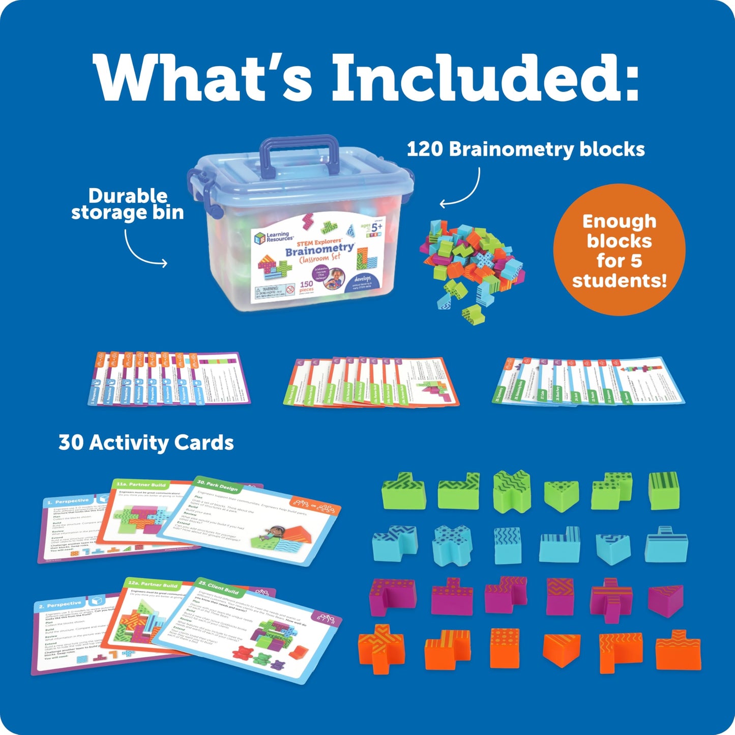 Learning Resources STEM Explorers Brainometry Classroom Set, Kids Games, Puzzles, Sensory Toys, Classroom Must Haves, Montessori Toys, 3D Puzzle, Brain Games, Math Manipulatives, Puzzles for Kids
