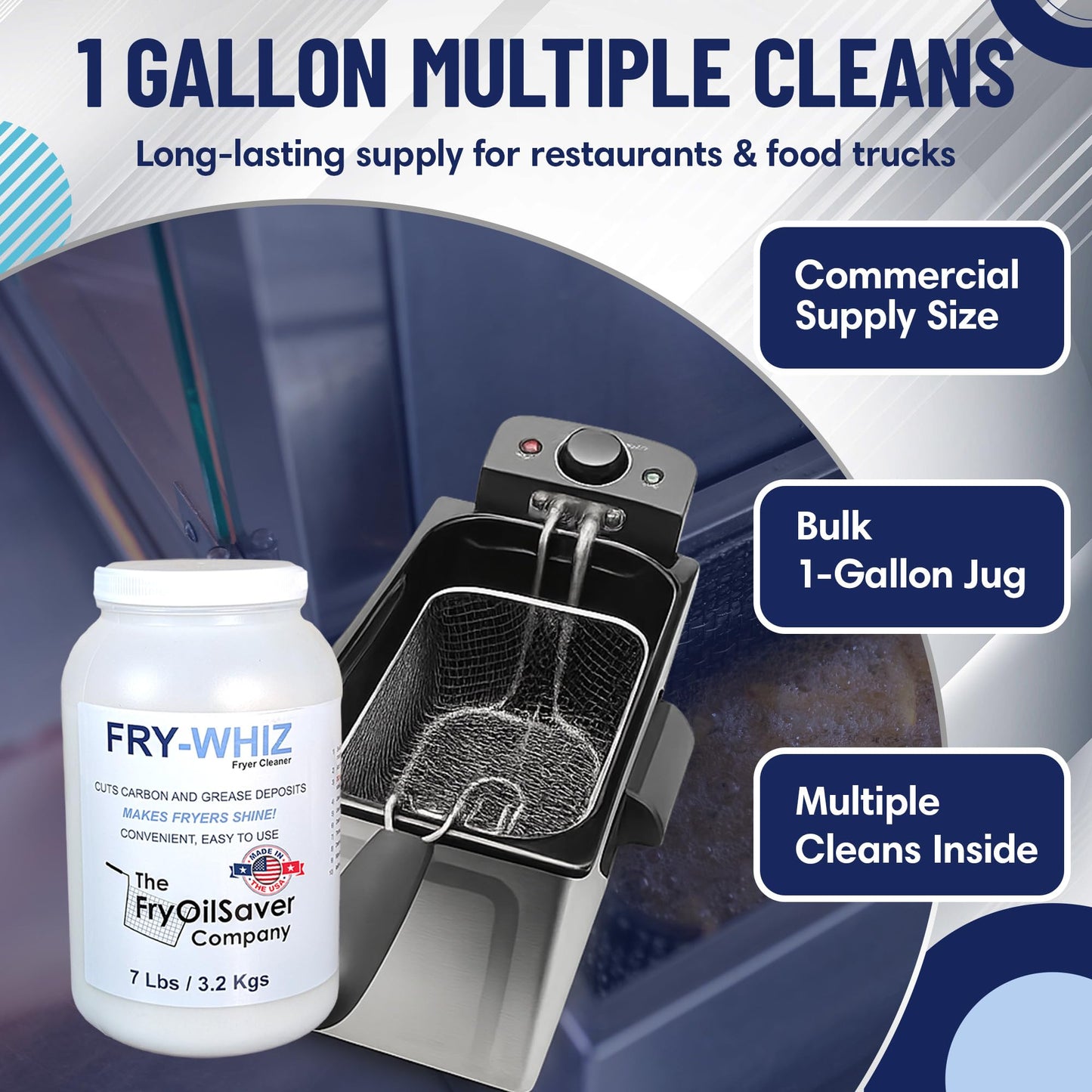 Fry-Whiz 1 Gallon Deep Fryer Cleaner - Commercial Formula for Ovens, Grills & Griddles - No Boil Out Required - Removes Carbon, Grease & Rust - Non-Foaming Food Service Supply