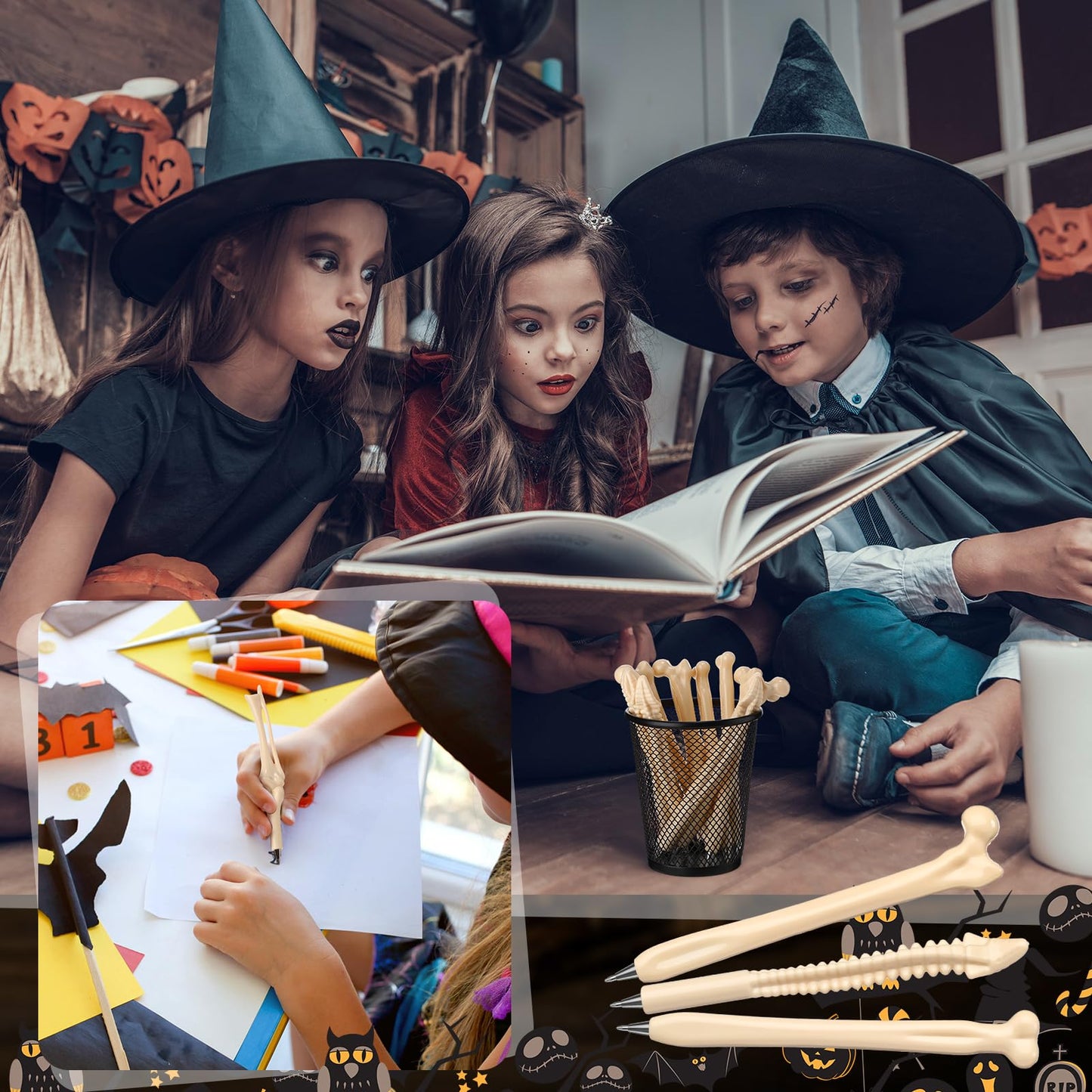 Yeaqee 200 Pieces Black Ink Bone Shape Ballpoint Pens Funny Novelty Bone Ballpoint Pens Doctor Gifts for Men Doctor Nurse Party Crazy Student Gift Halloween Thanksgiving Supplies