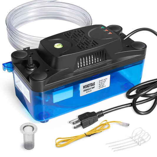 1/30 HP 132 GPH 20 FT Lift Transparent Condensate Pump for HVAC with 20 FT Tubing, 115V/230V Condensation Removal Pump with Safety Switch for Air Conditioner, Bolier, Furnace, Dehumidifier, Ice Maker