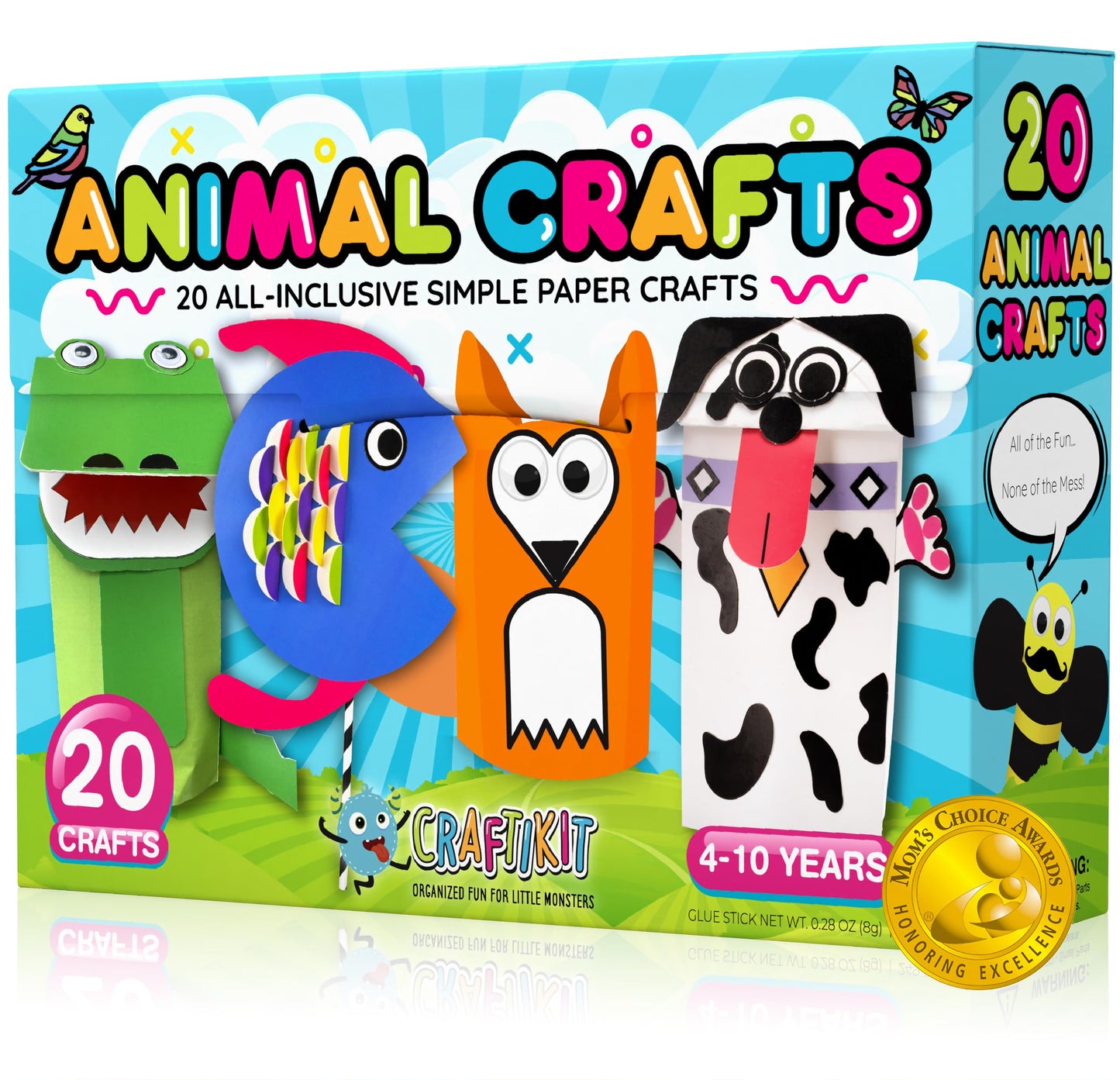 Craftikit ® 20 Award-Winning Toddler Arts and Crafts for Kids Ages 4-8 Years, All-Inclusive Animal Craft Kits, Fun Toddler Crafts Box for Girls, Boys, Organized Preschool Art Supplies and Projects