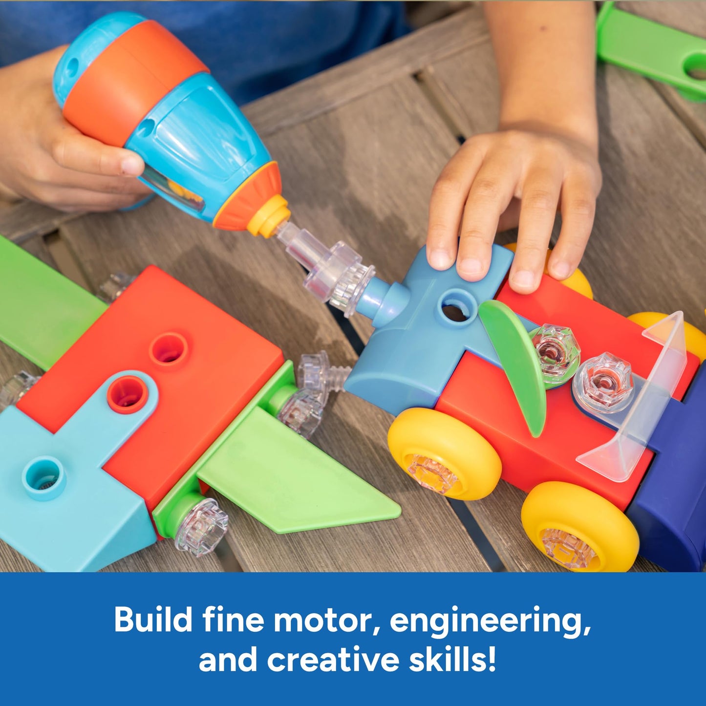 Educational Insights Design & Drill Build-It Bucket with Electric Drill Toy, 41 Pieces, Preschool STEM Toy, Gifts for Boys & Girls, Ages 3+