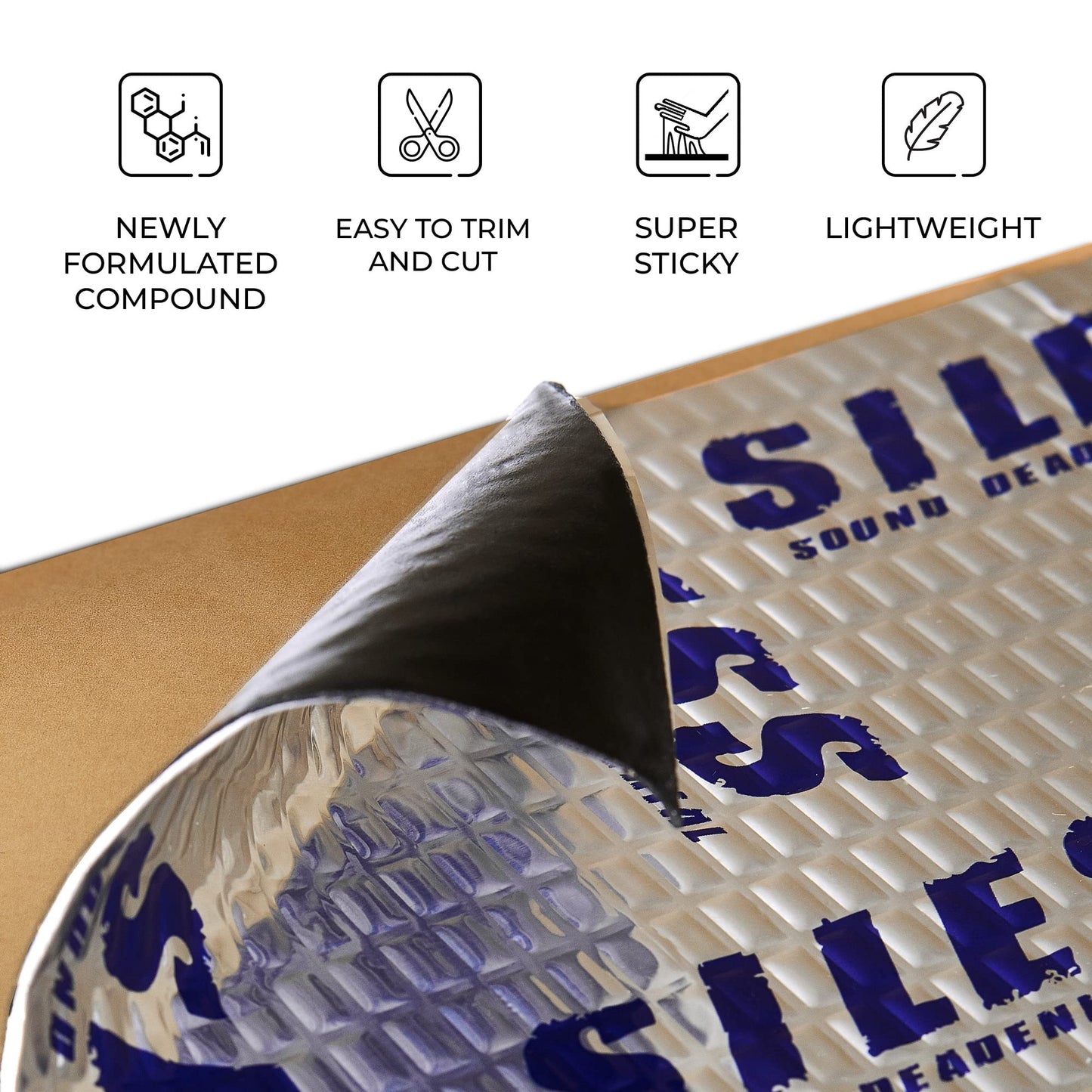 Siless 50 mil (1.3mm) 52 sqft Car Sound Deadening mat - Butyl Automotive Sound Deadener - Noise Insulation and Vibration Dampening Material ( 52 sqft)