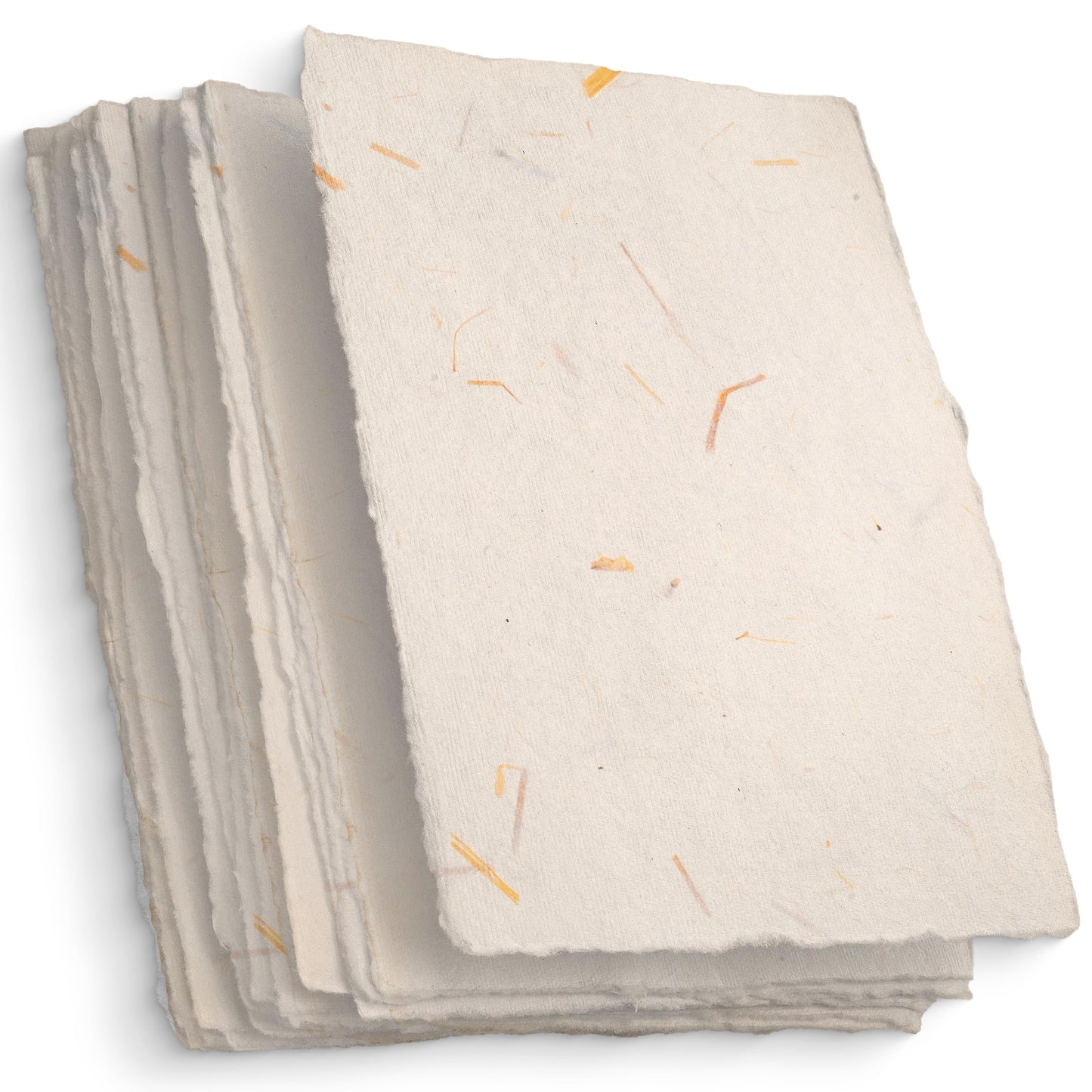 Wanderings Cream A5 Handmade Deckled Edge Cotton Paper - Cold Pressed Texture - Paint, Watercolour, Writing, Printer, Cards, Invitations, Menus, Arts and Crafts. 50 Pack 150 GSM - 5.8" x 8.3"