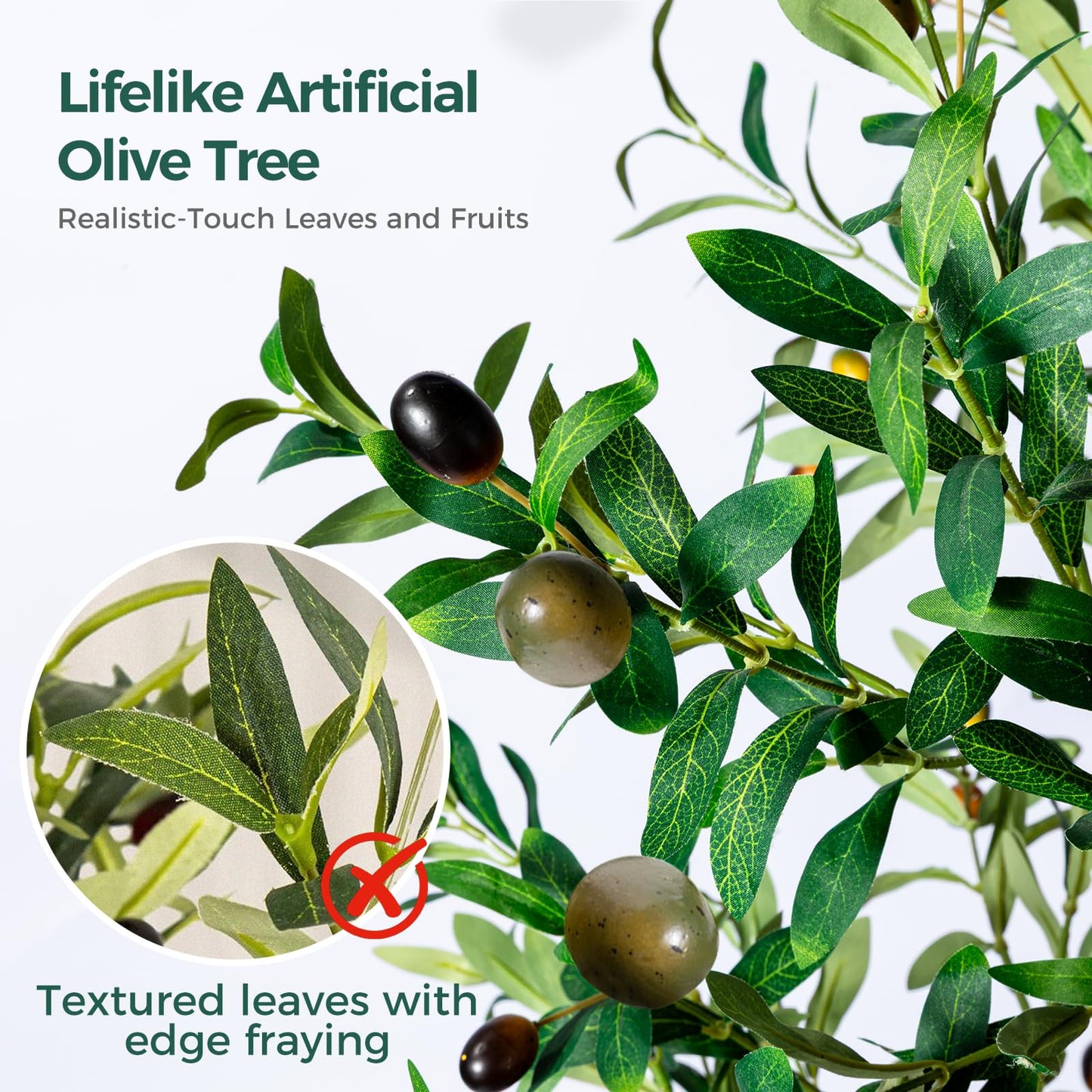 Olive Tree, 6FT Tall Faux Olive Tree with Lights Moss and Planter, Olive Trees Artificial Indoor with Realistic Wood Trunk and Lifelike Fruits, Fake Olive Tree for Home Office Living Room Decor