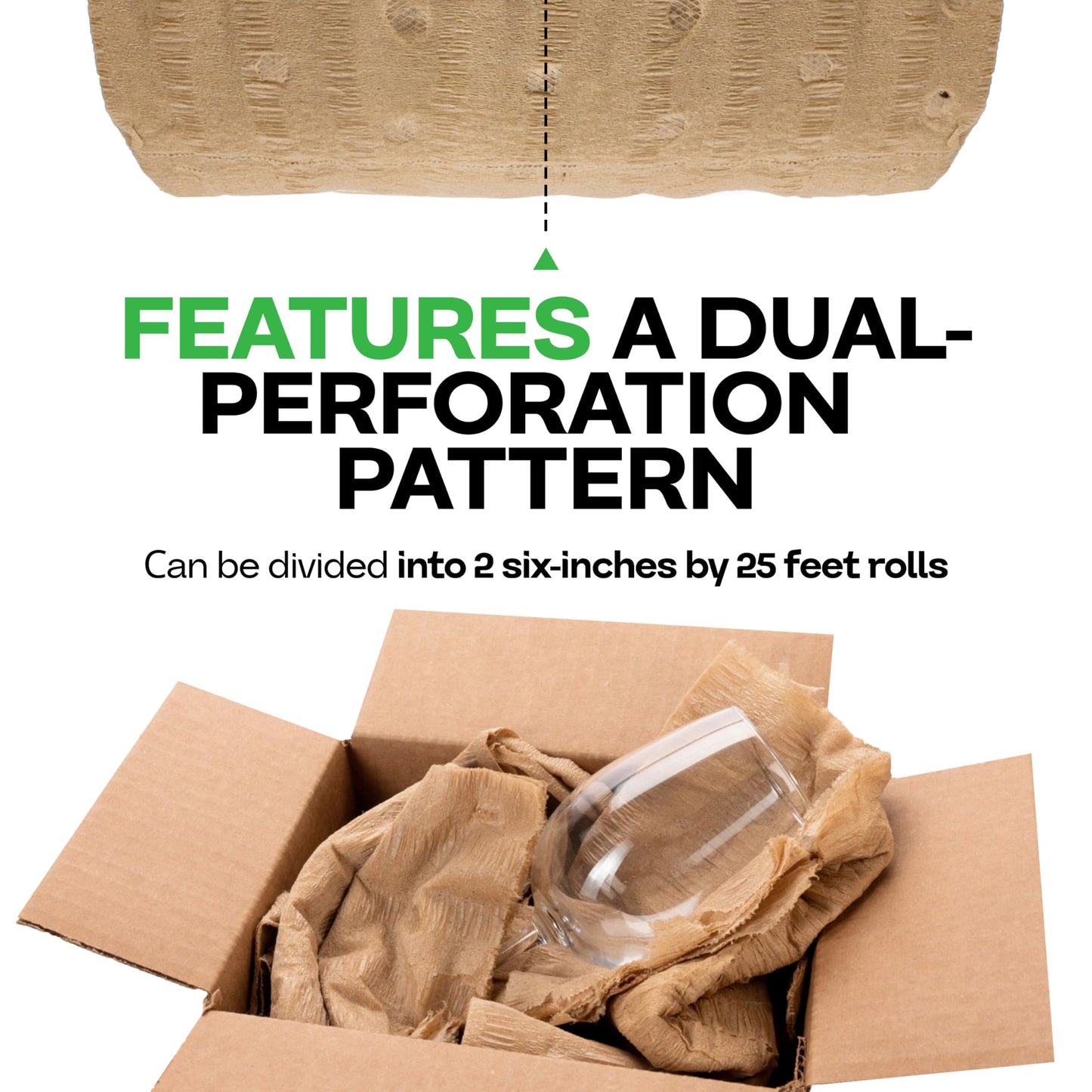 IDL Packaging 12" x 50' EcoMax Kraft Paper Cellulose Wadding (1 Roll) - Cushioning Wrapping and Box Void Filling - Soft and Gentle Packing for Shipping, Moving, and Storing Fragile Items
