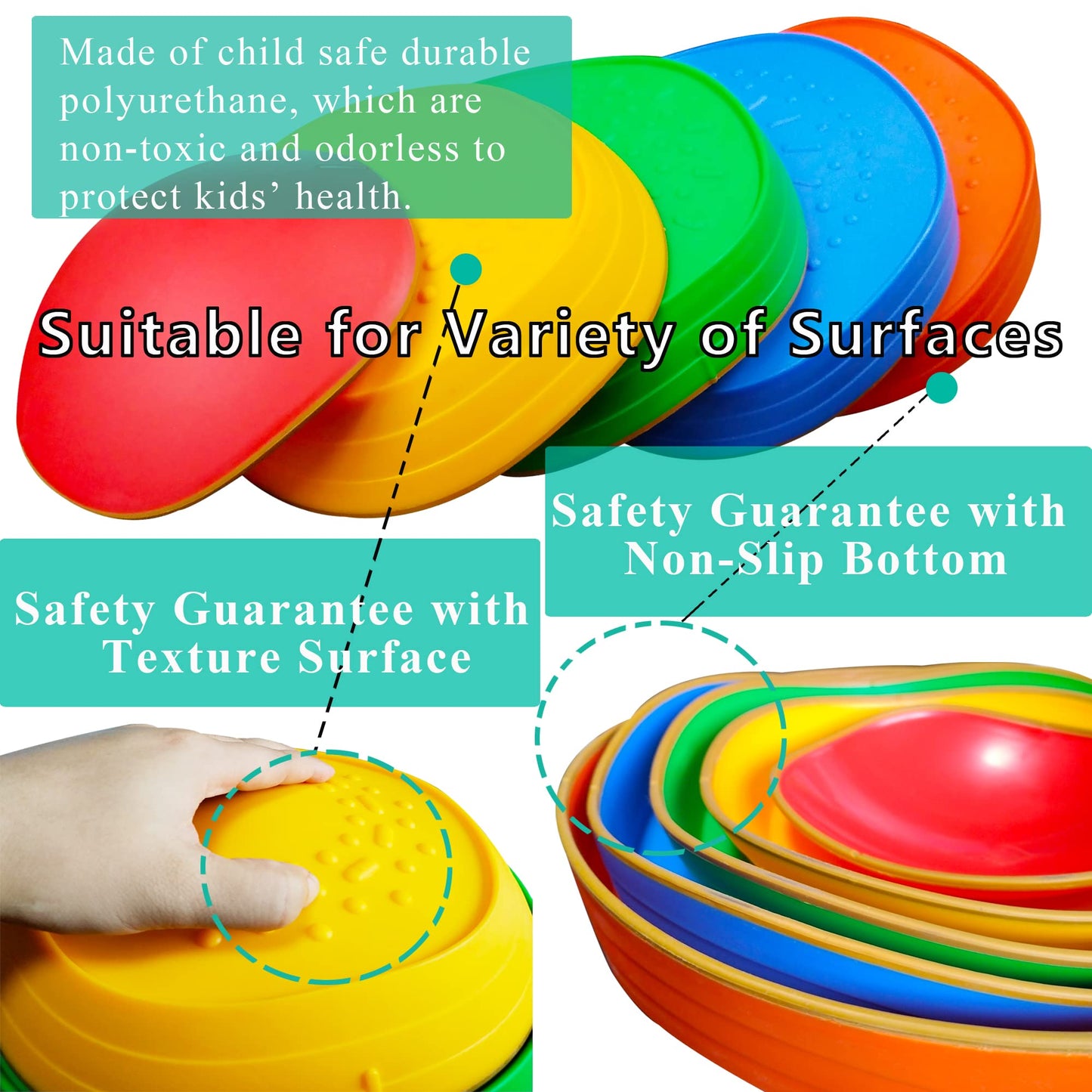10 PCS Balance Stepping Stones for Kids, Obstacle Course Play Outdoor Backyard Activities Equipment Helps Build Children's Coordination and Confidence, Non-slip Surface and Edging