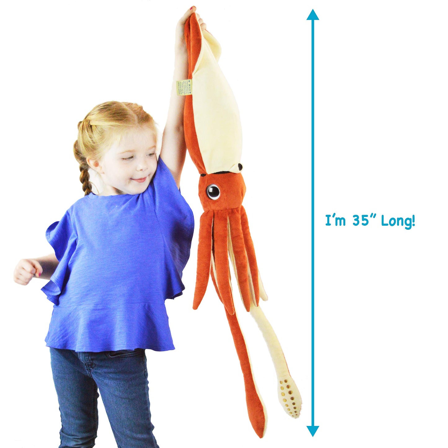 Shubert The Squid - 35 inch Large Stuffed Animal Squid - by TigerHart Toys