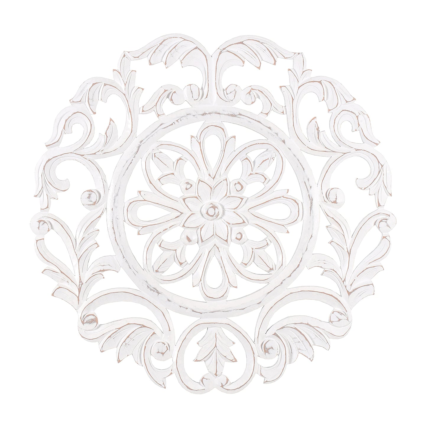 MH London Charles Wall Medallion - Large Wood Wall Art, Exclusively Designed, Hand Carved, Contemporary White Design for Living Room, Bedroom and Kitchen