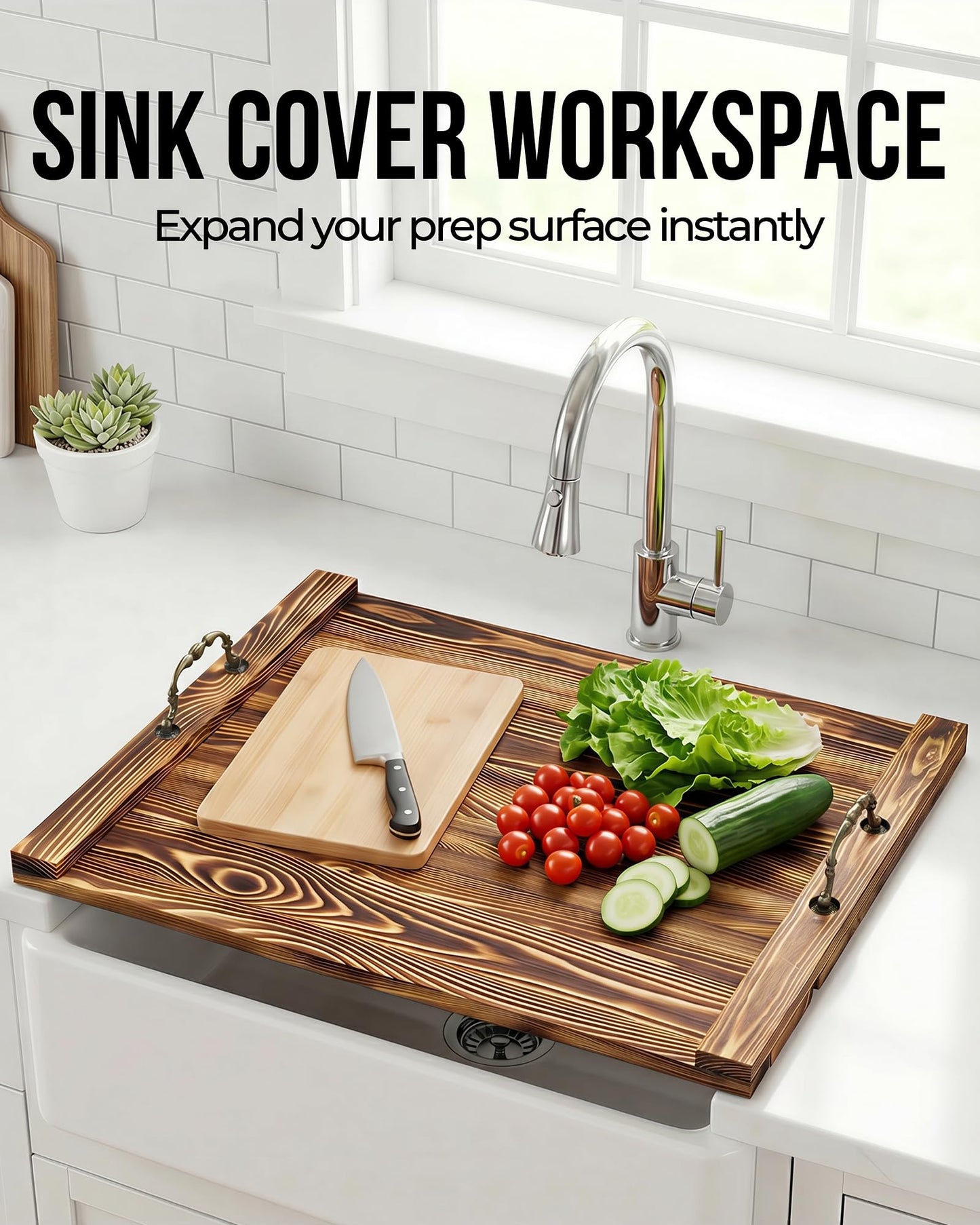 Natapai Natural Wood Noodle Board Stove Cover, Wooden Stove Top Cover for Electric and Gas Stove, Decorative Rustic Kitchen Serving Tray