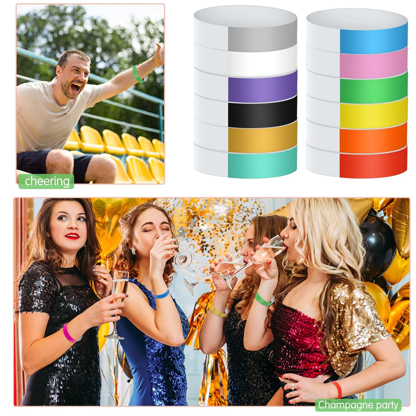 5040 Counts Paper Wristbands for Events Colored Wrist Bands Bulk Neon Paper Bracelets 12 Colors Waterproof Lightweight Adhesive Armbands for Party Music Festivals Concerts