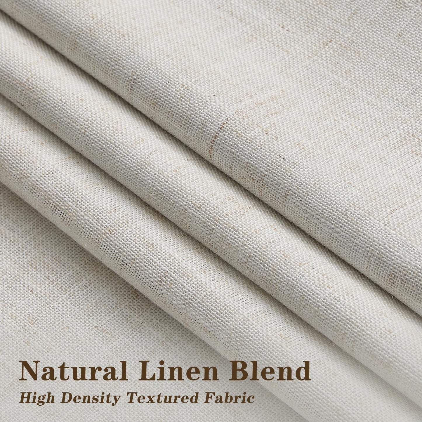 IVAPUPU Natural Pinch Pleated 100% Blackout Linen Curtains 90 Inch Length for Bedroom, Black Out Pinch Pleat Curtains for Living Dining Room Darkening Thermal Insulated Drapes with 16 Hooks, 2 Panels