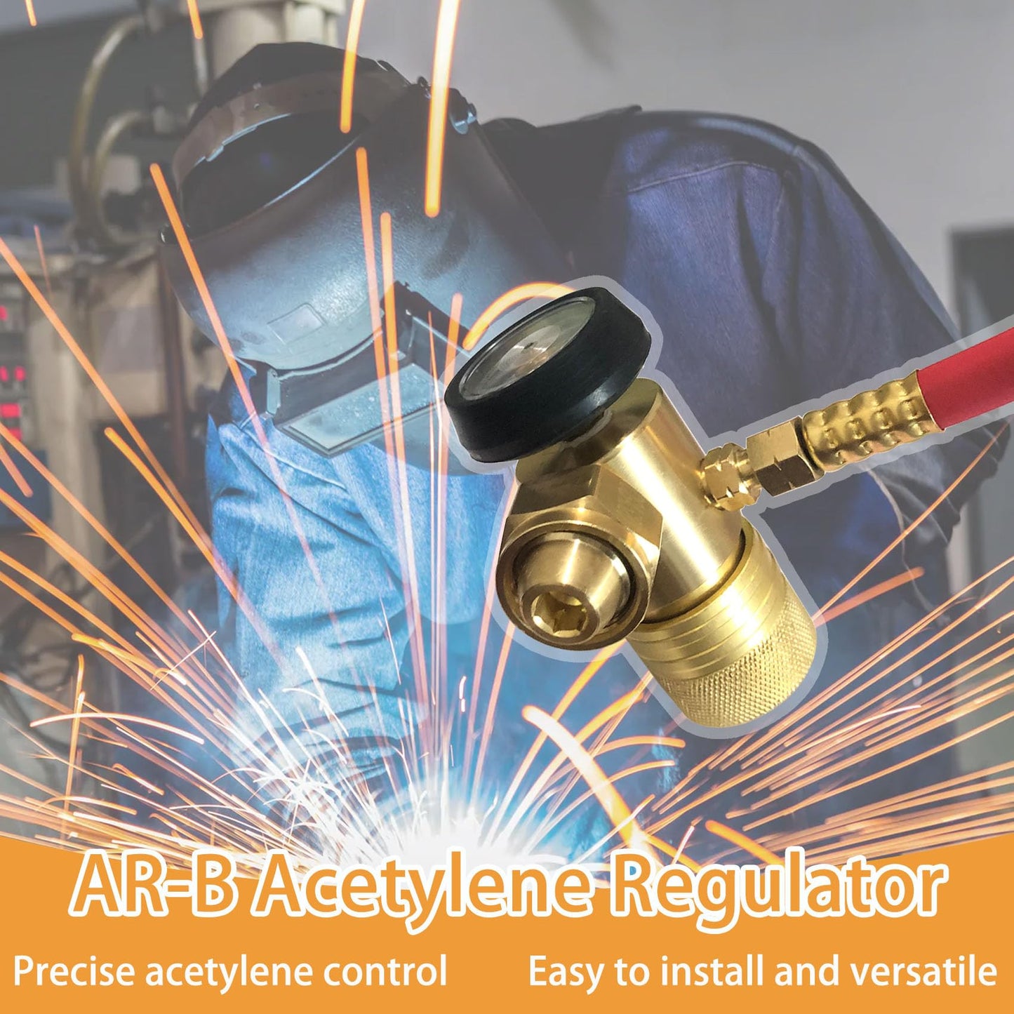 0386-0725 AR-B CGA520 Acetylene Regulator for B Tanks, for Turbo Torch regulator with Gauge, Use with TurboTorch Acetylene Kit, B Tank Torch Kit