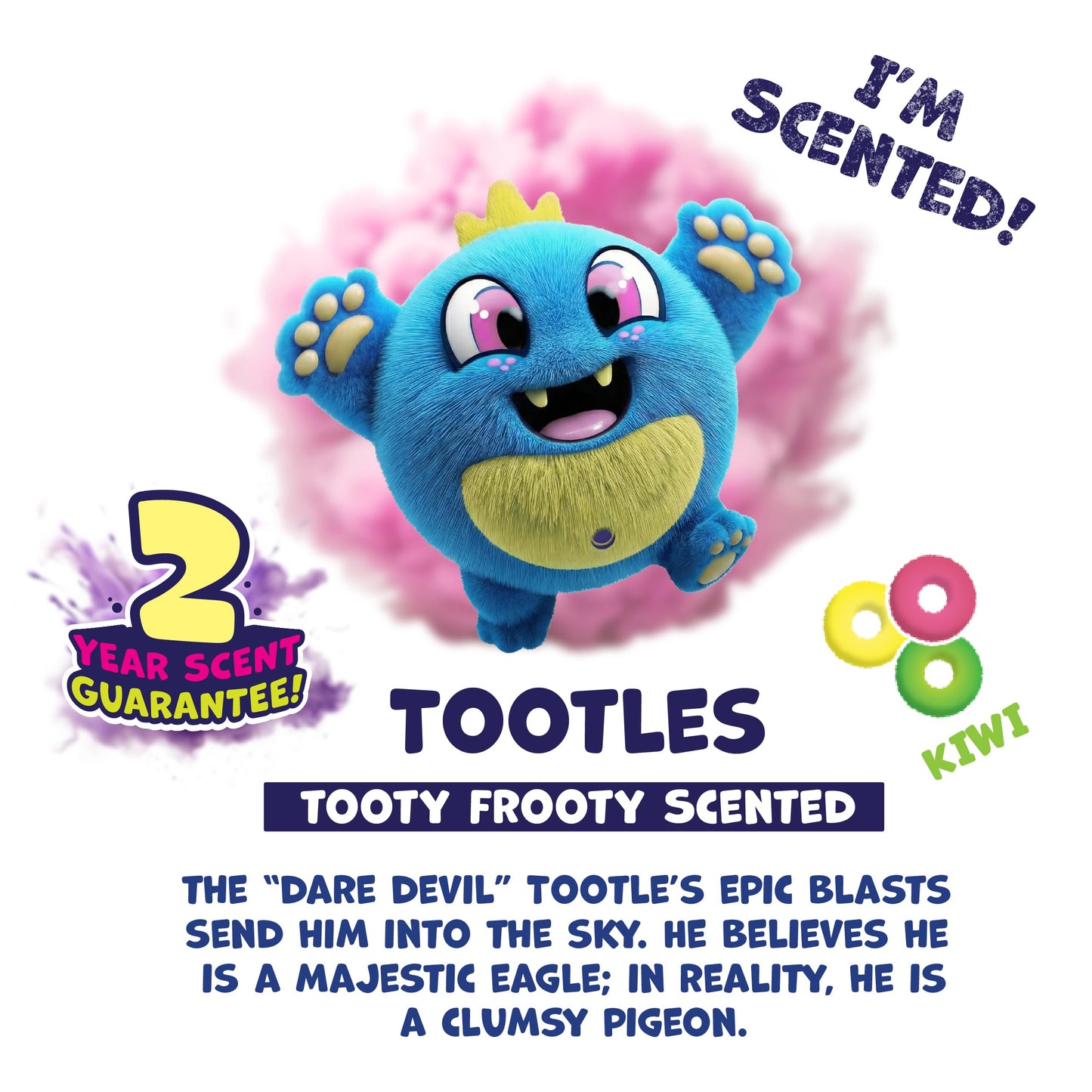 Fart Monsters Tootles 16″ Scented Plush with Self-Inflating Whoopee Cushion – Raspberry Candy Scent – Funny Collectible Toy Gift for Kids & Adults