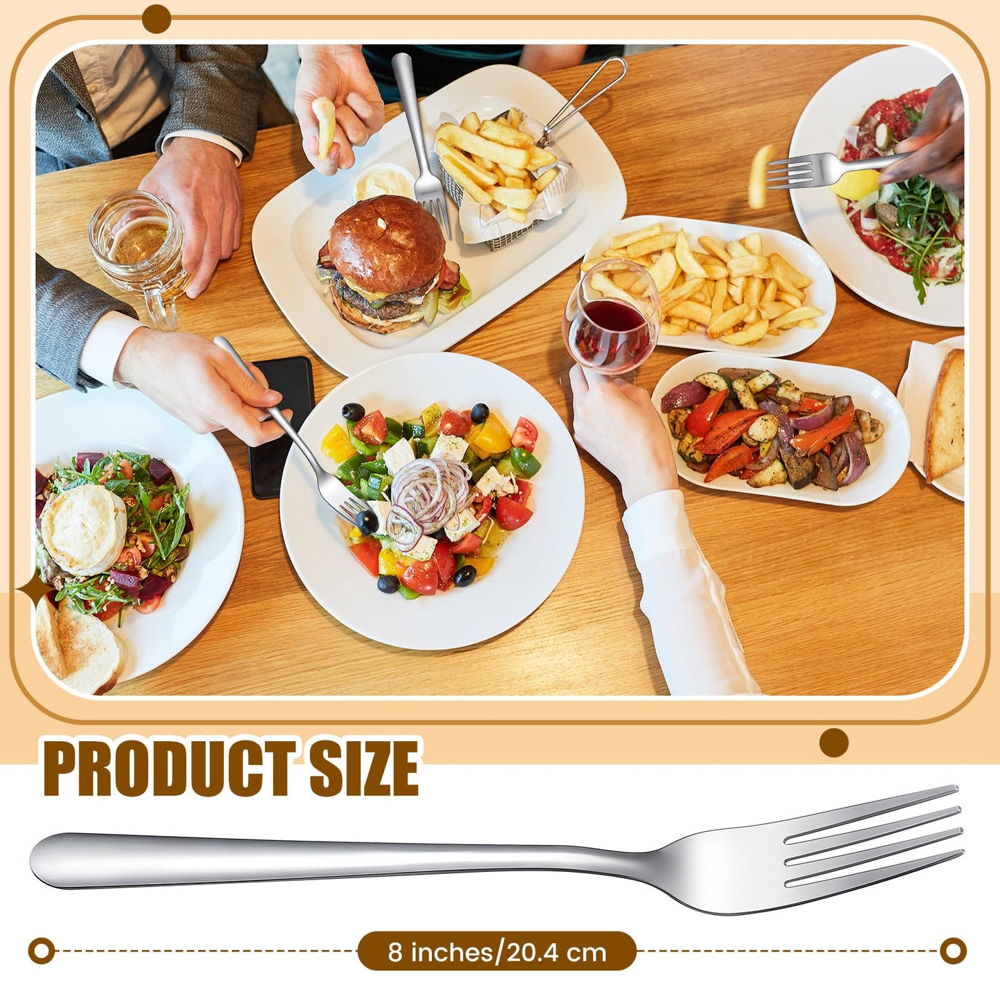 Minatee 200 Pcs Dinner Forks Bulk Set 8 Inches Stainless Steel Metal Forks Silverware Table Cutlery Mirror Polished Salad Flatware for Home Restaurant Kitchen