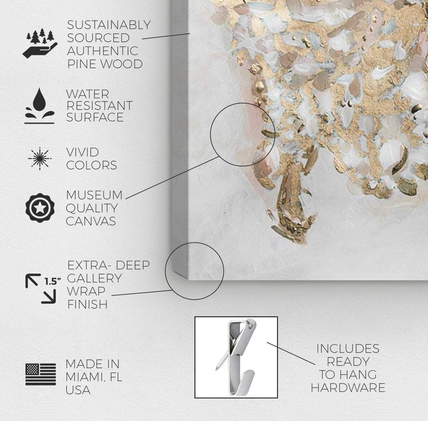 The Oliver Gal Artist Co. Fashion and Glam Wall Art Canvas Prints 'Candelabro' Chandeliers Home Décor, 24 in x 16 in, Gold, White