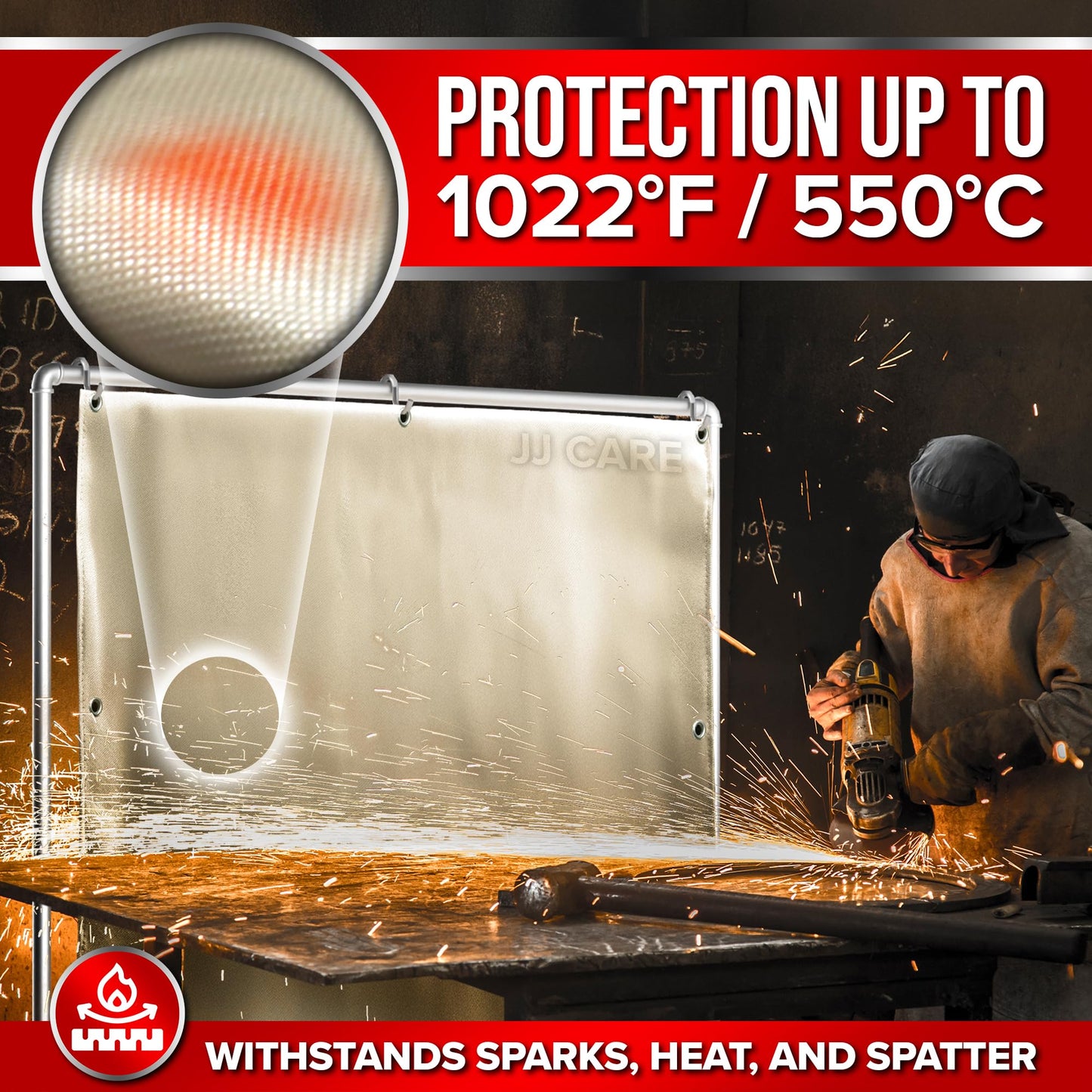 2 Pack Welding Blanket - 4ft x 6ft, 850GSM Fiberglass Welding Blanket for Smokers with Brass Grommets, Heavy Duty Fireproof Welders Mat for Industrial, Smoker, Grill and Camping