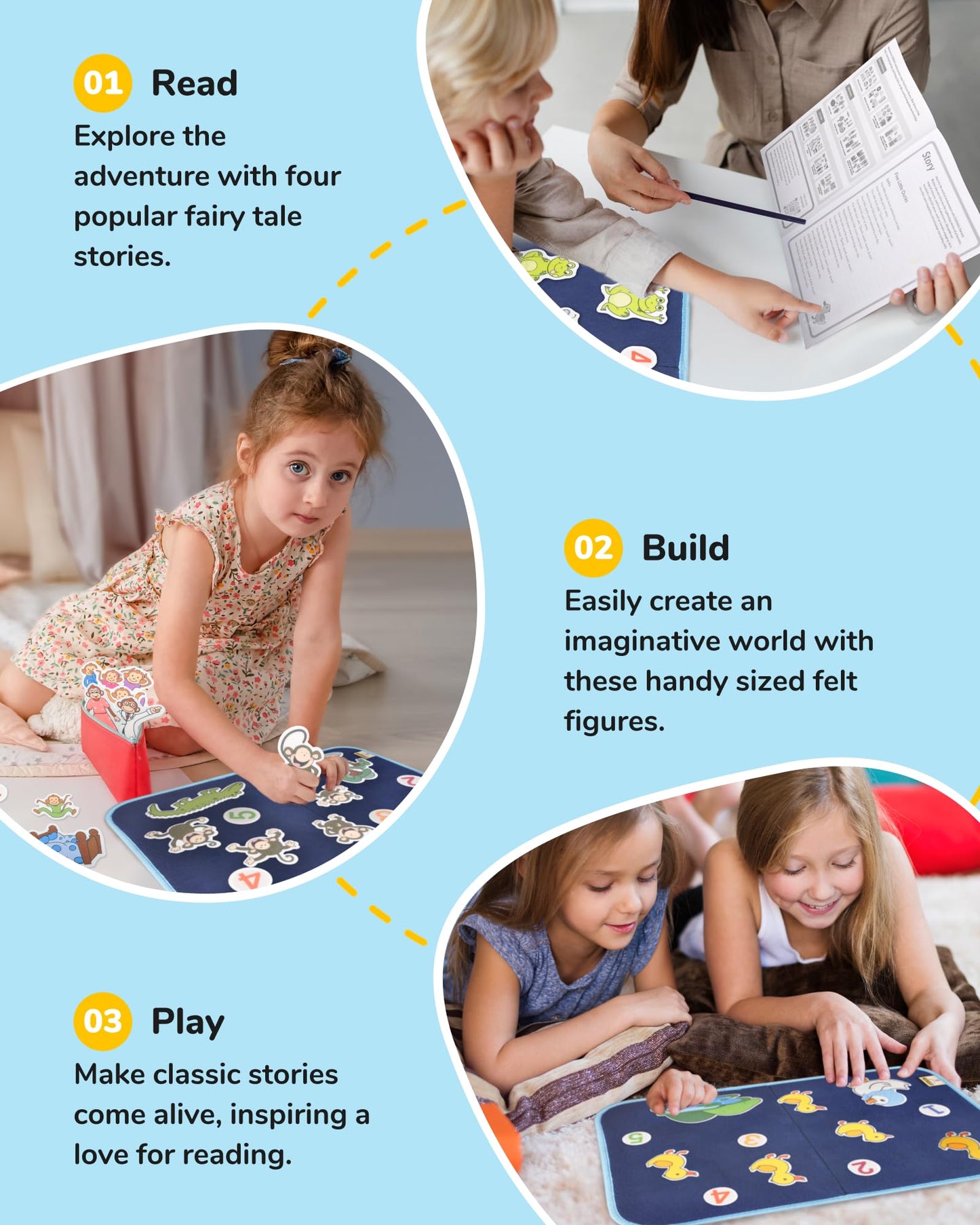 CHEFAN 12 Pack Felt Storyboard Pieces for Toddler, Flannel Board Stories for Preschool Activities