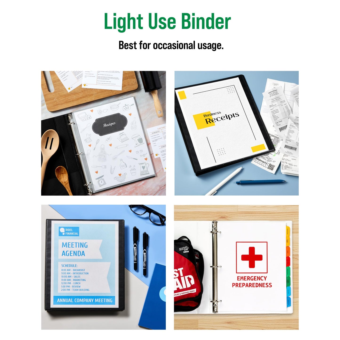 Office Essentials Economy View 3 Ring Binders, 3" Round Rings, 3.5" Spine, 460-Sheet Capacity, Black Binders (12-Pack of 03431)