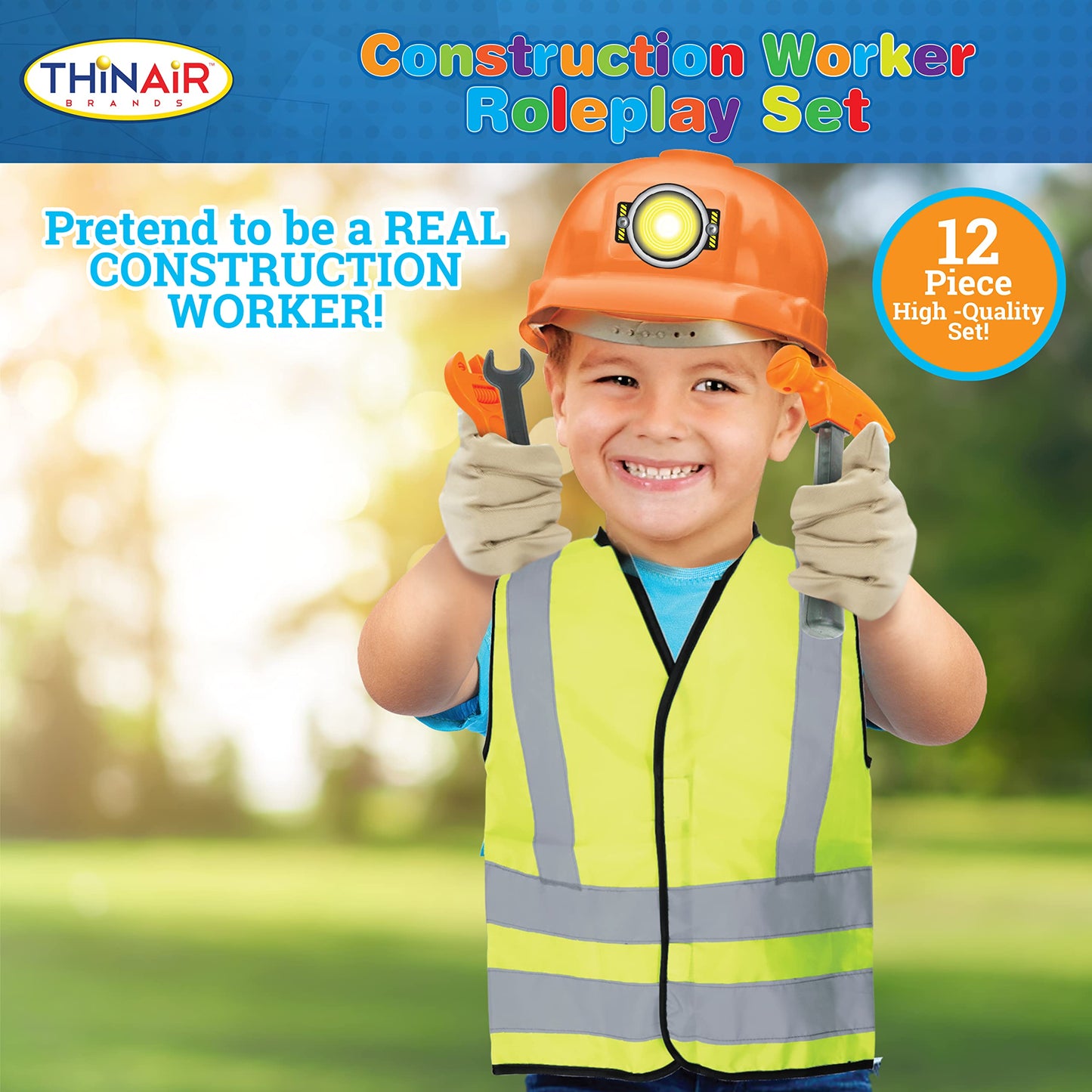 [Dr. STEM Toys] Construction Worker Role Play Outfit Set One Size Fits Most Ages 3+ Yellow