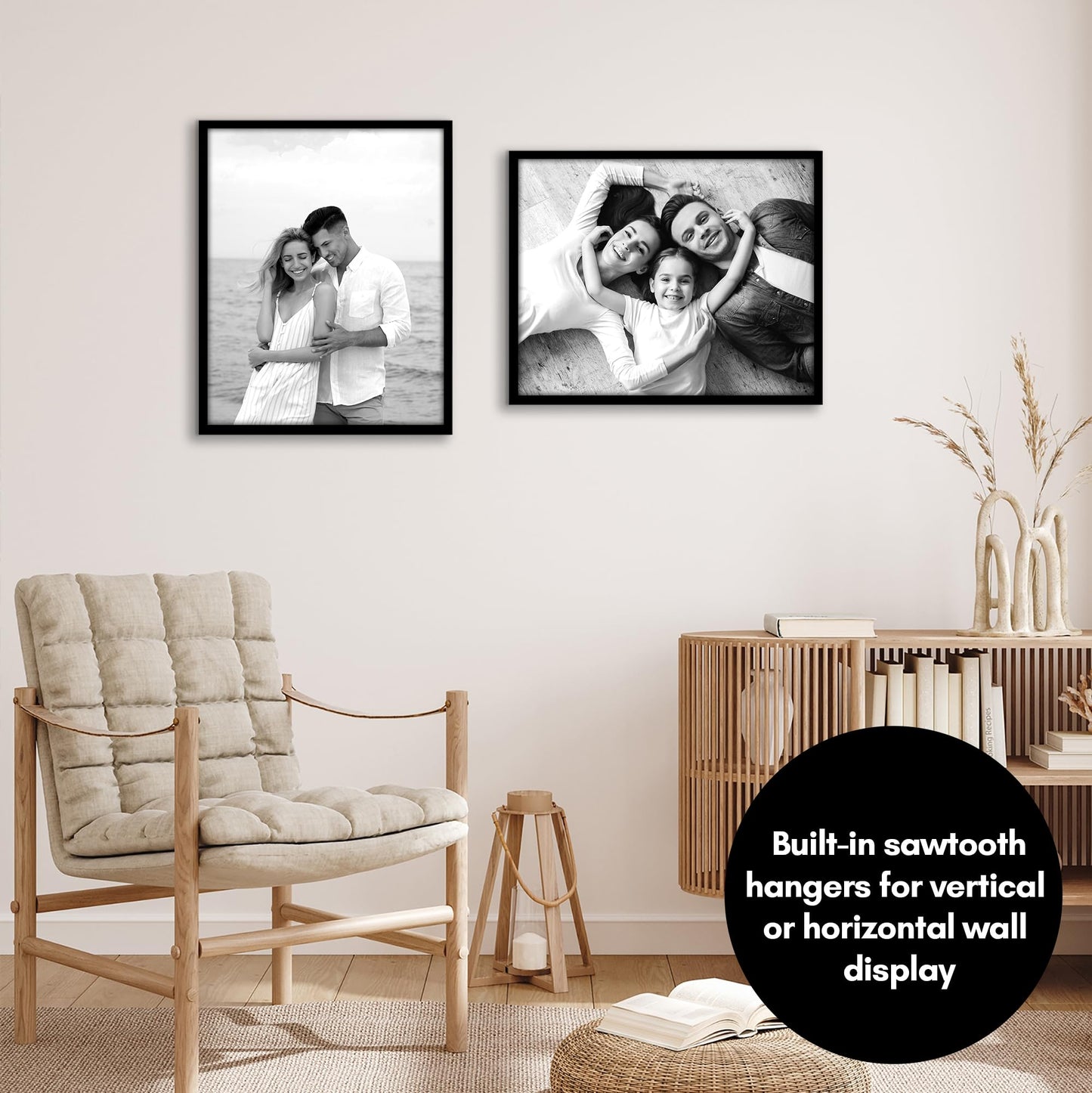 Americanflat 16x20 Picture Frame with Polished Plexiglass - Set of 2 - Streamline Collection - Thin Border Photo Frame for Wall Display - Hanging Hardware Included - Black