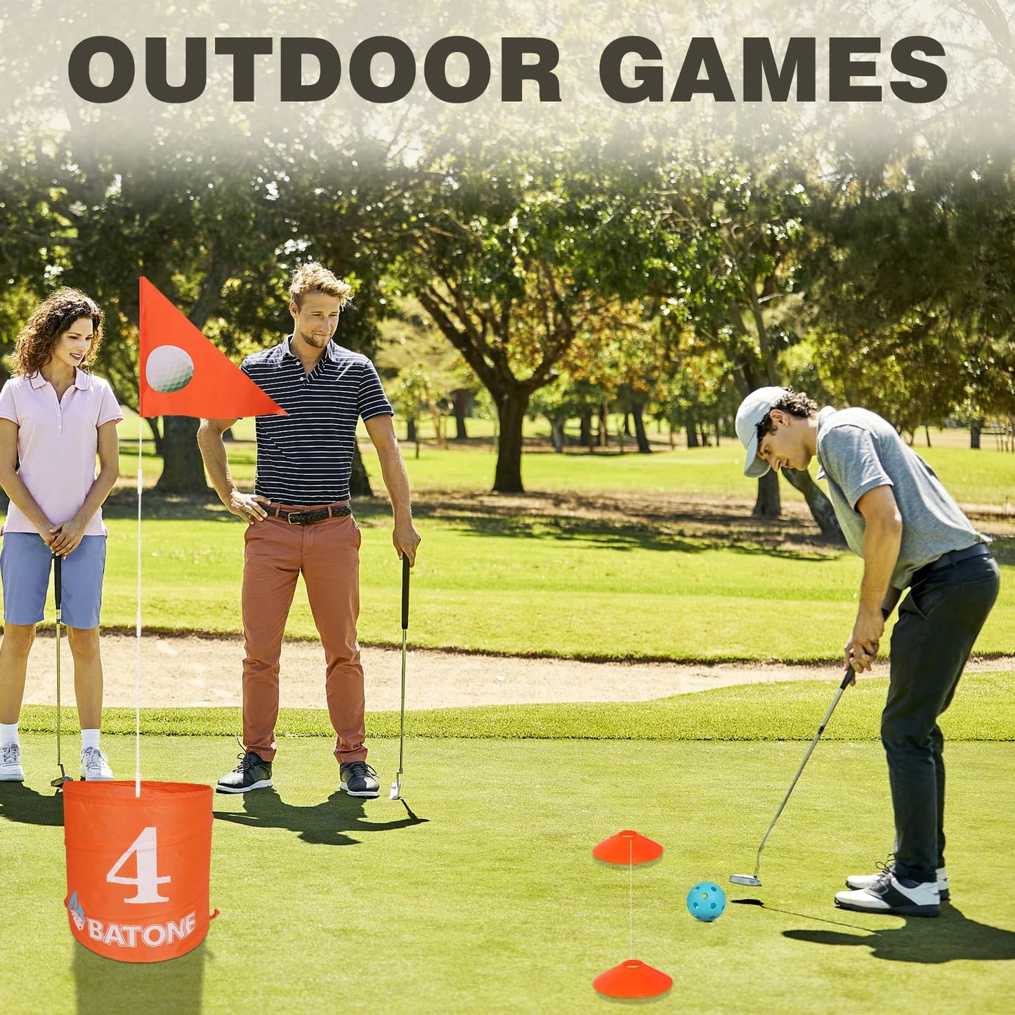 BATONE Backyard Golf Game for Kids and Adults Portable 6 Hole Golf Games Suitable Golf Chipping Game for Yard, Court, Lawn, Beach, Park···