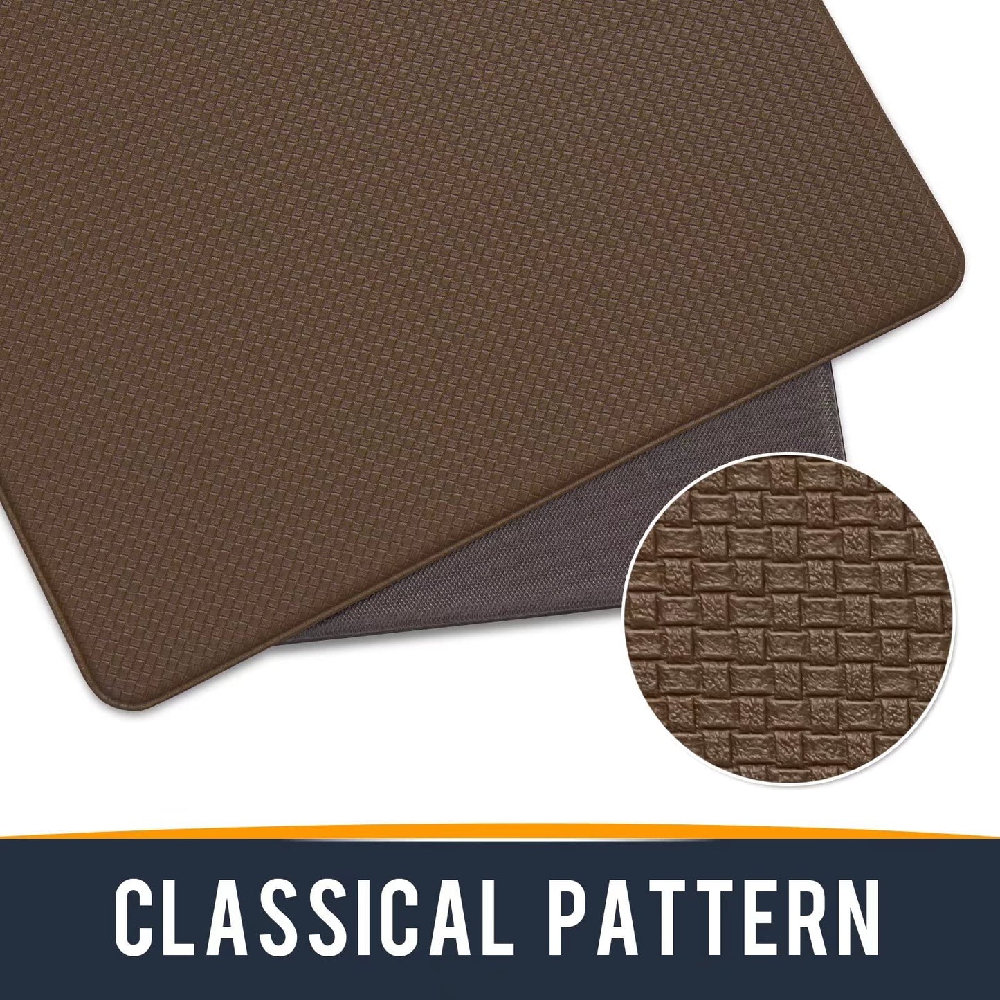 Oakeep Kitchen Mat Anti Fatigue Cushioned for Floor, Runner Rug Padded for Standing, 17"x95", Brown