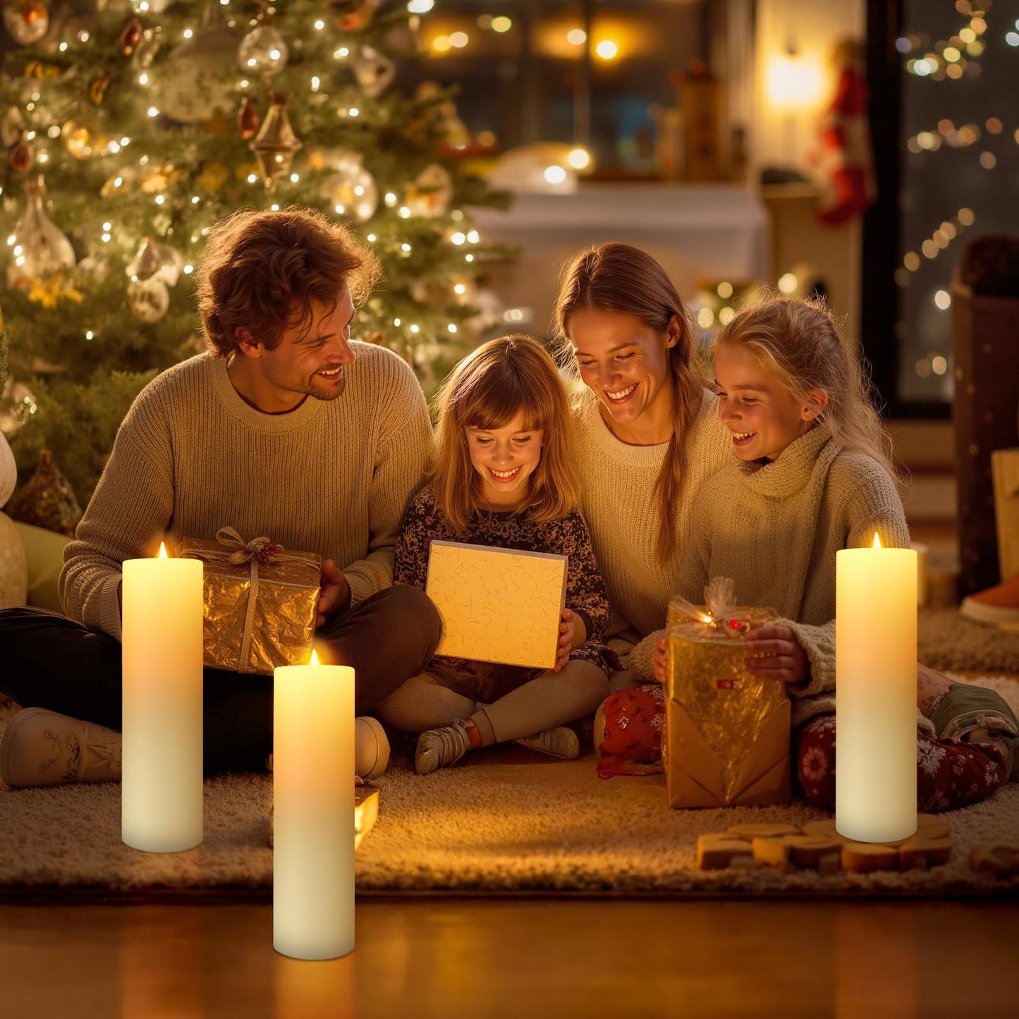 14" x 4" Large Outdoor Candles, Waterproof Flickering LED Flameless Candles with Timer, Battery Operated Candles with Remote Control Realistic Fake Pillar for Patio Porch Lanterns, Ivory 2 Pack