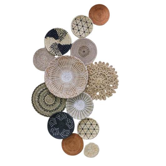 Chicvillage Boho Wall Basket Decor, Set13-Piece Natural Seagrass Woven Baskets for Gallery Wall, Rustic Bohemian Home Decor, Lightweight Hanging Baskets for Living Room Bedroom Entryway