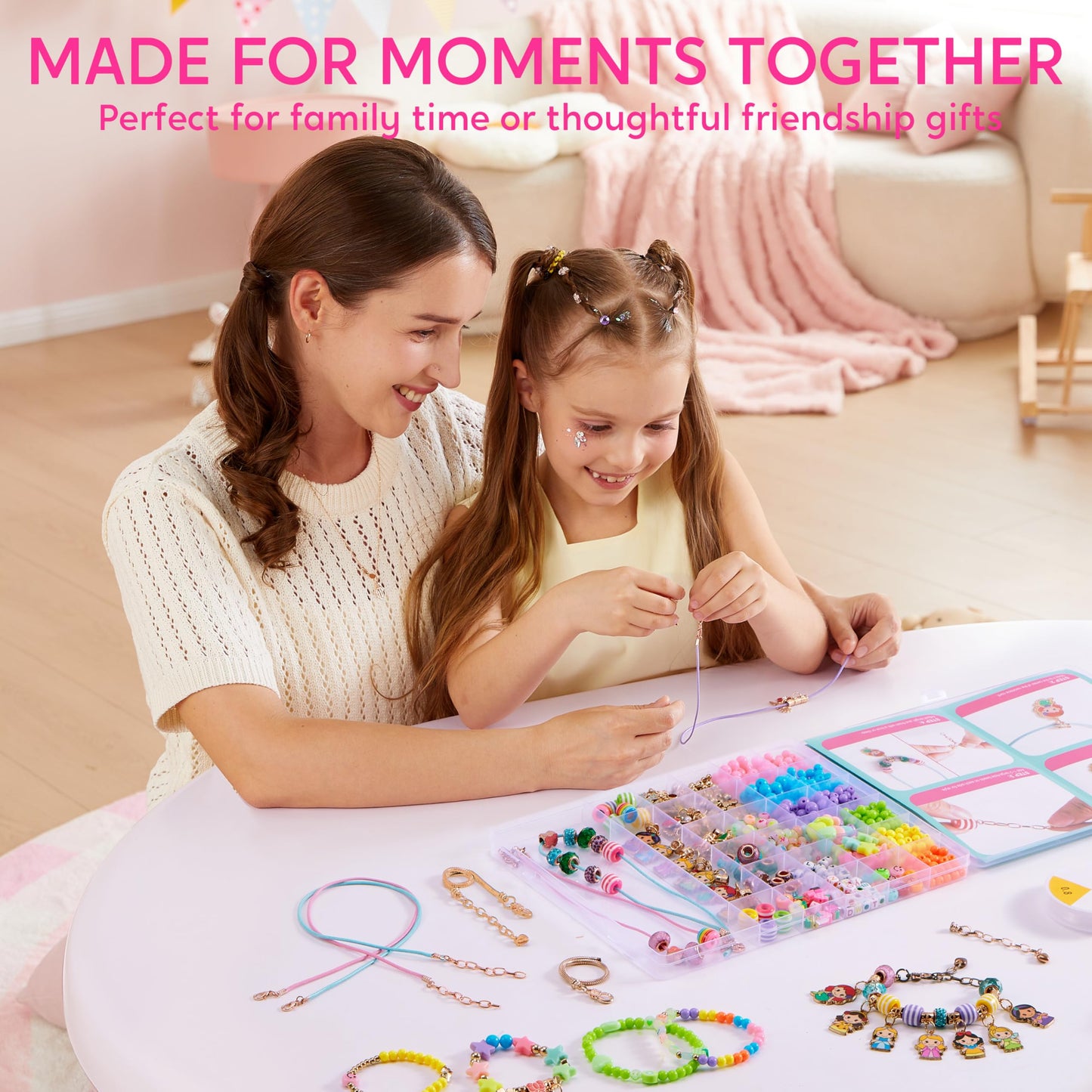 Klever Kits Princess Bracelet Making Kit, Jewelry Making Kit, Bracelets for Girls, Crafts for Kids, 4 5 6 7 8 Year Old Girl Birthday Gifts, Over 650 Beads, Make 30+ Designs, Easter Gifts
