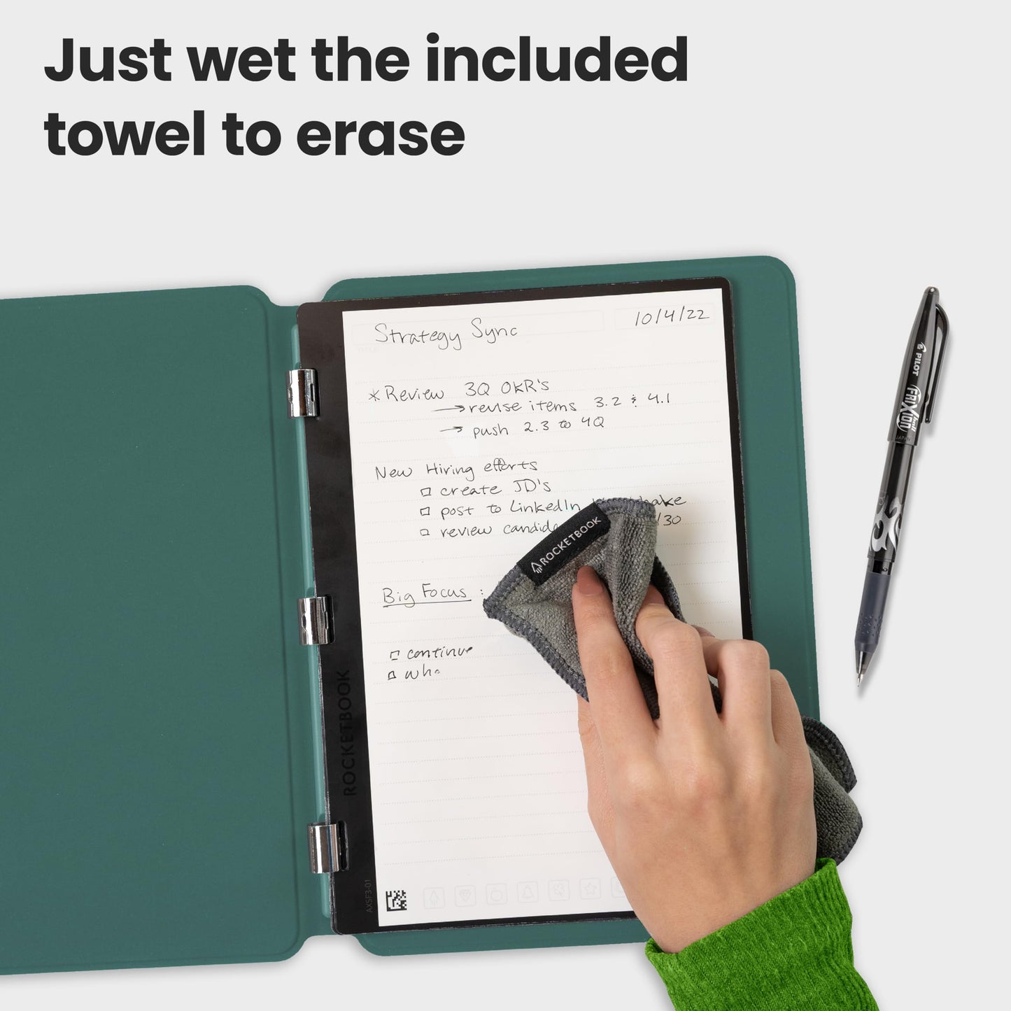 New Rocketbook Pro 2.0 Smart Notebook | Green | Scannable Office Notebook with 20 Sheet Page Pack - Lined and Dot Grid | Hardcover Vegan Leather Reusable Notebook with 1 Pilot Frixion Pen & 1 Microfiber Cloth | Letter Size: 8.5 in x 11 in