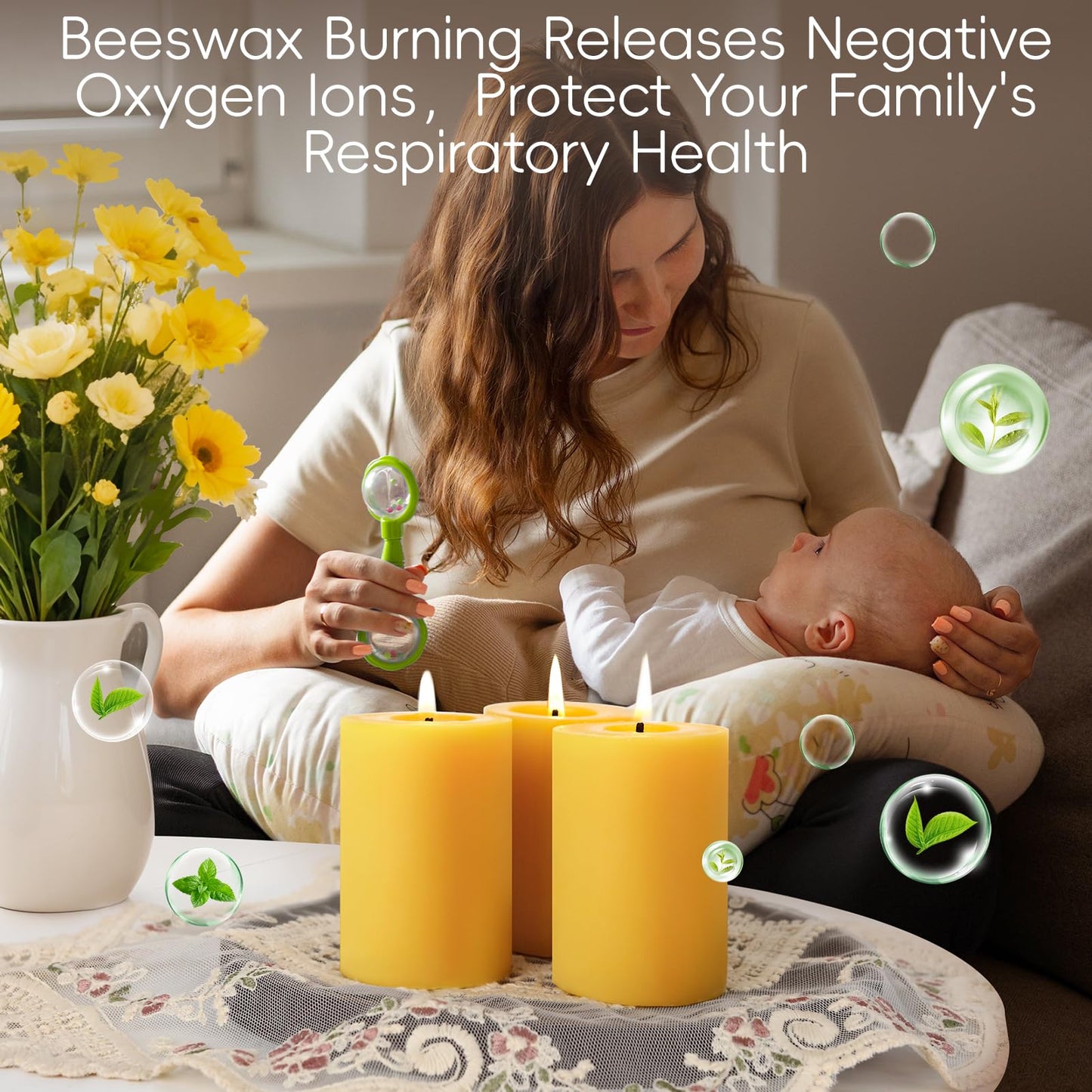 12 Pack Beeswax Candles,384 Hours Total Burn Time-2x3in,100% Pure Beeswax Pillar Candles,Unscented Bees Wax Candles for Home,Prayer,Emergency,Dripless Smokeless Pillar Candles Bluk