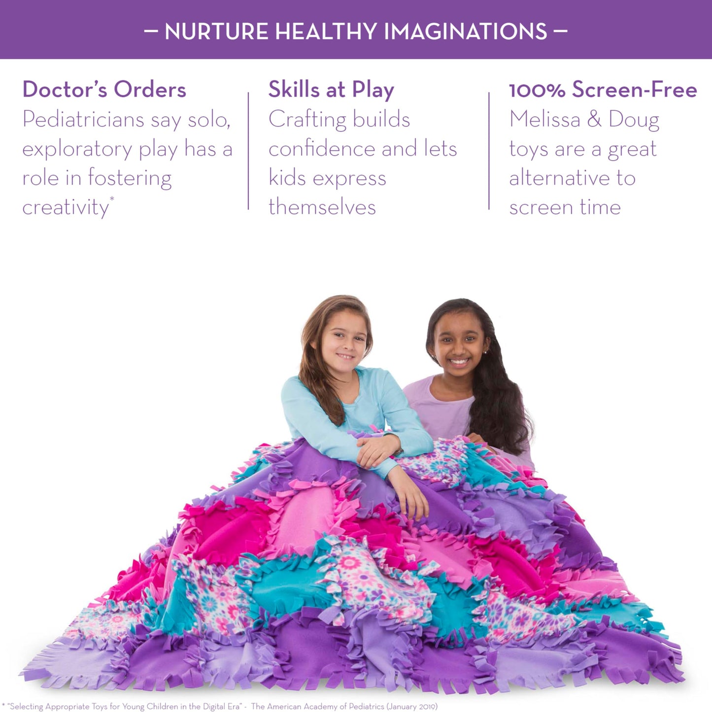 Melissa & Doug Created by Me! Flower Fleece Quilt, Arts & Crafts, No-Sew Fleece Quilt, High-Quality Soft Material, 48-Pieces