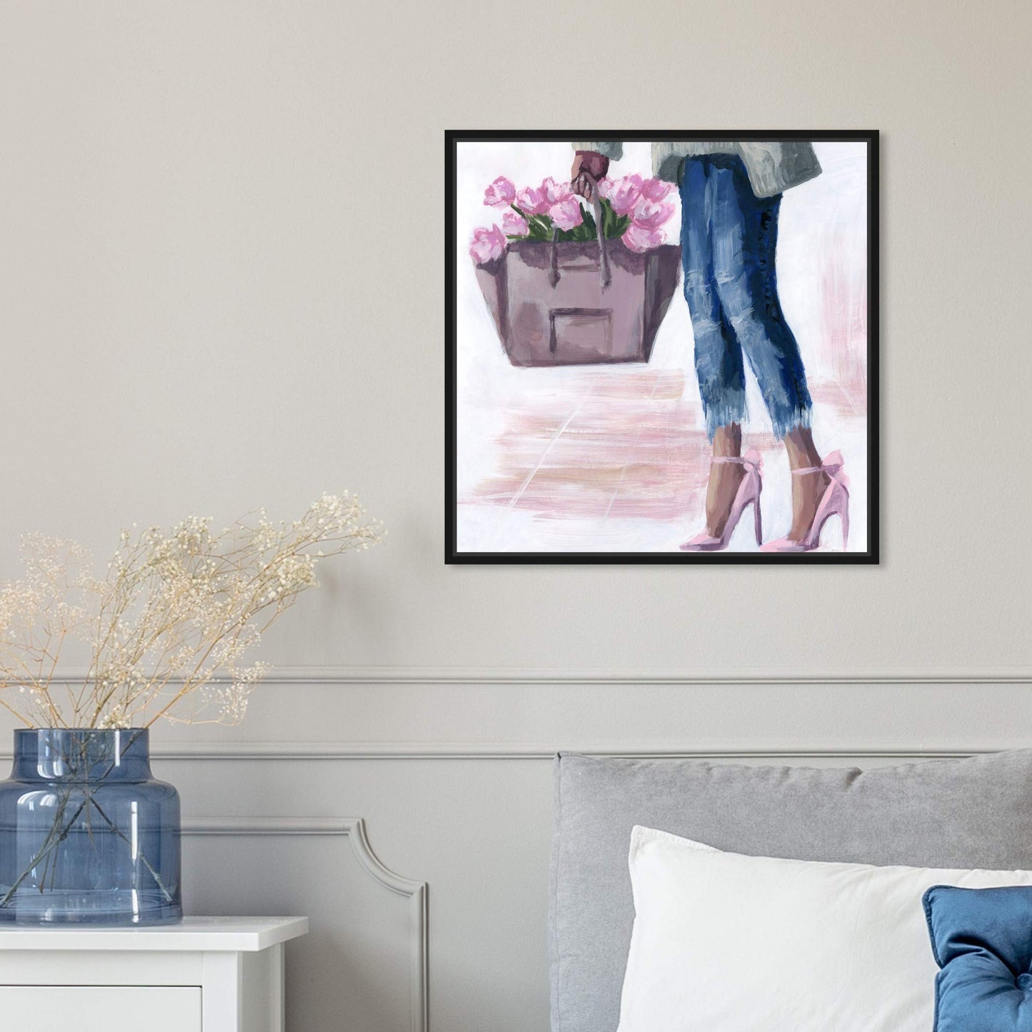 The Oliver Gal Artist Co. Fashion and Glam Wall Art Canvas Prints 'Picks from The Market' Outfits Home Décor, 16 in x 16 in, Black Frame