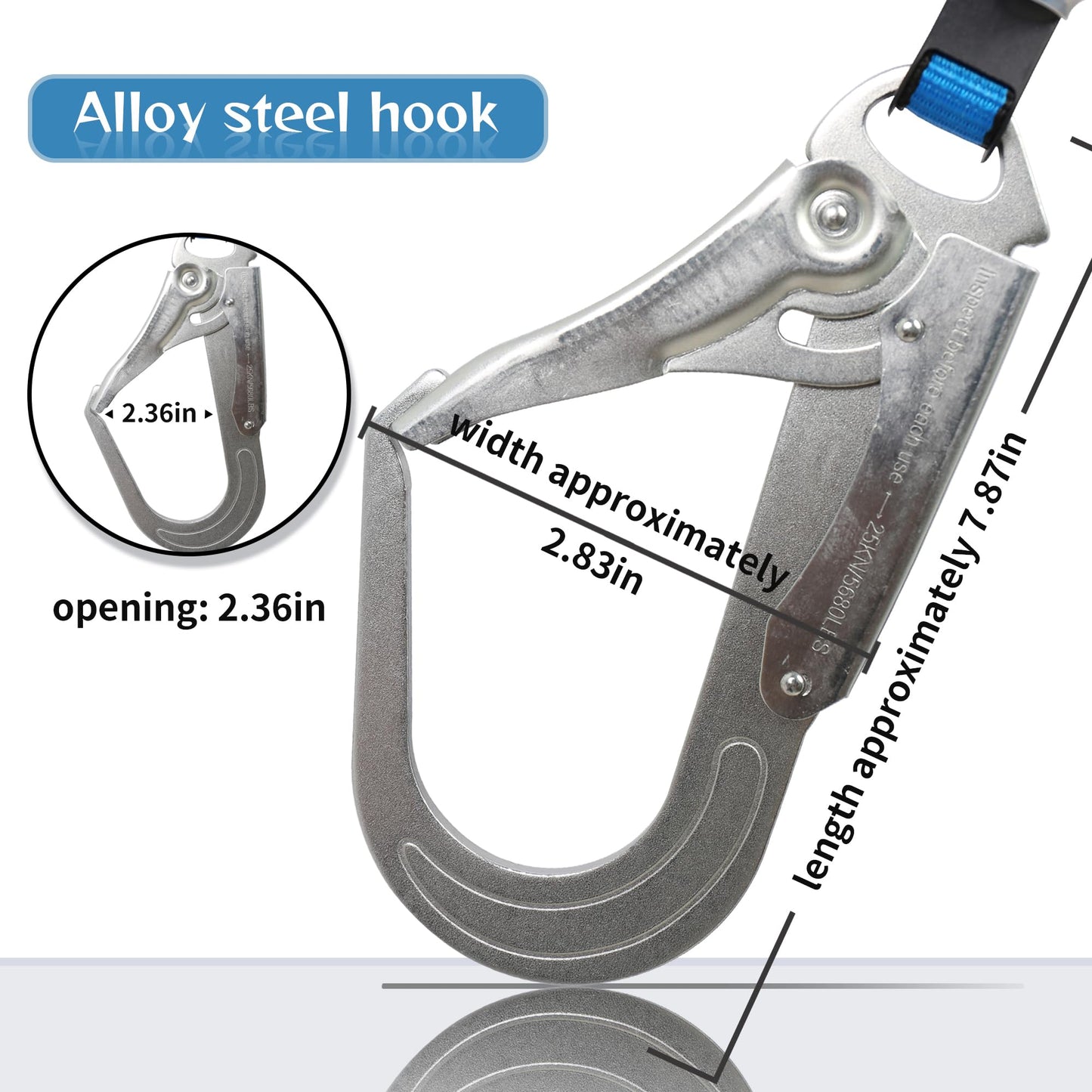 11FT Self Retracting Lifeline Fall Protection Retractable Safety Lanyard Rectracting Lifeline Personal Fall Arrest Protection ANSI Self Retractable Gear for Roofing Construction(Big Hook)