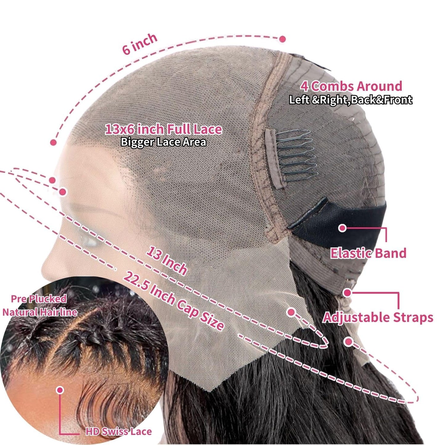 13x6 Body Wave Lace Front Wigs Human Hair 200% Density HD Transparent Lace Body Wave Frontal Wig Pre Plucked Glueless Wigs with Baby Hair for Women 20 Inch Body Wave Wig Natural Color