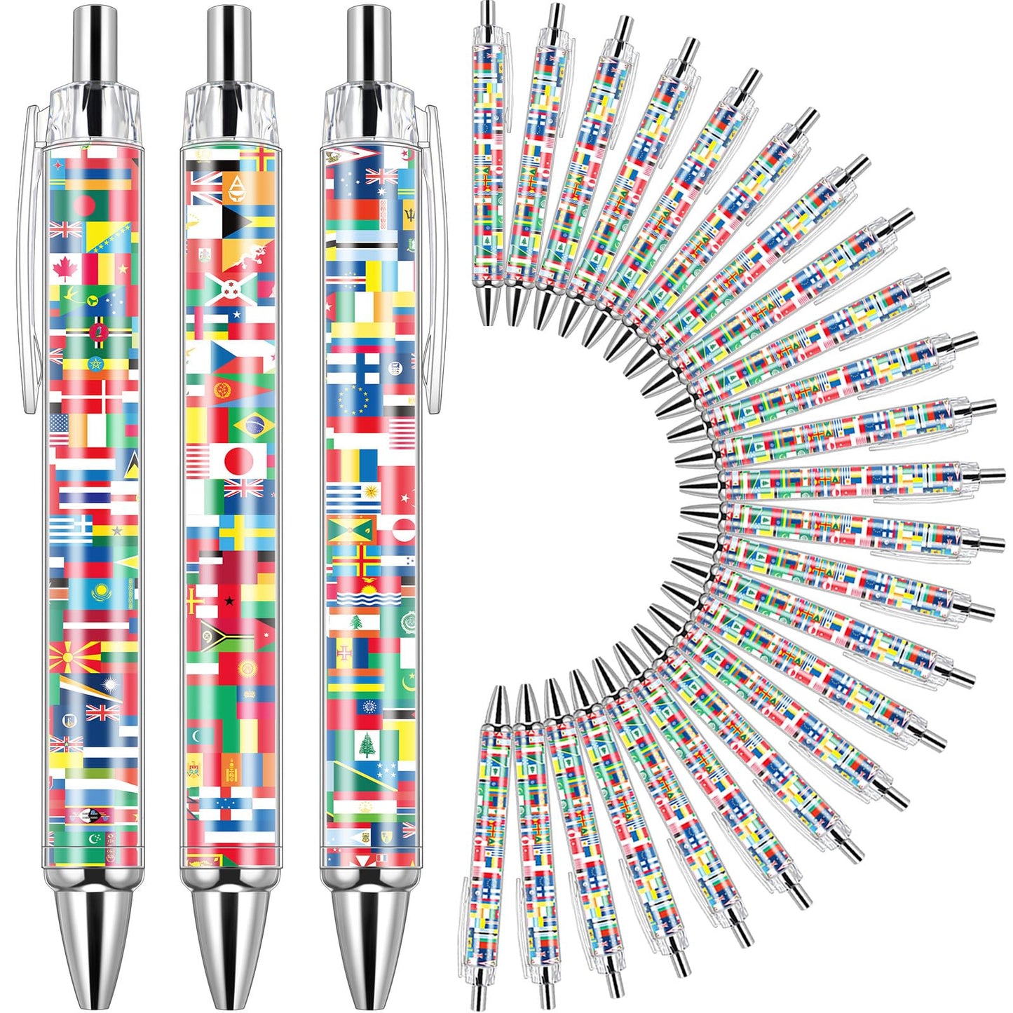 Janlaugh 50 Pcs 2026 Soccer International Flag Pens Around The World Party Favors Multicultural Country Flags Ballpoint Pens Bulk Gifts for Students School Classroom Employees Coworkers Team Staff