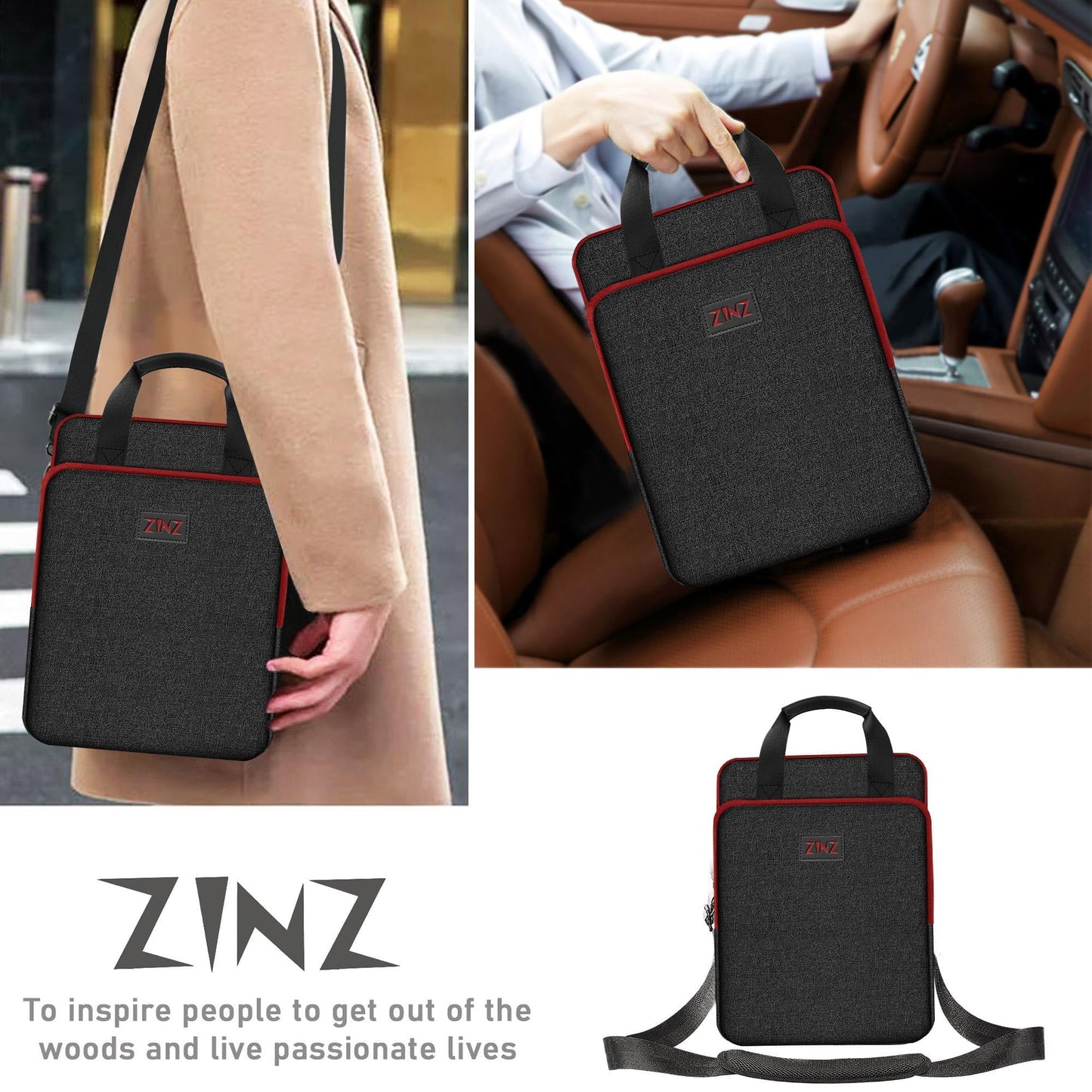 ZINZ Laptop Case 12.9 13 Shoulder Bag, Expandable Handbag with Valuables Compartment Compatible with MacBook Air/Pro/Neo 13" M5/M4/M3/M2/M1, iPad 12.9/13/11, Water-Resistant & Shockproof,B01K02