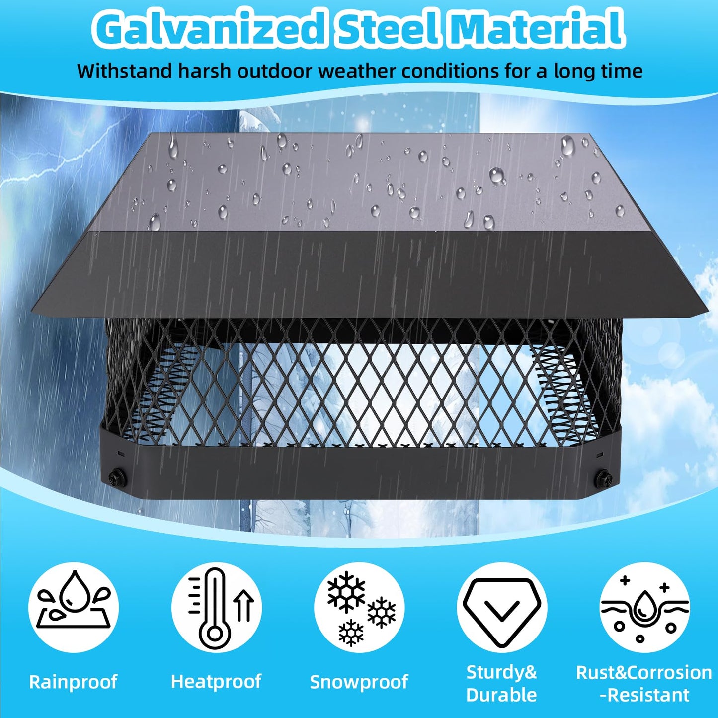 Chimney Cap Chimney Cover,Fireplace Chimney Caps for Outside 9"x13",Chimney Flue Cover Chimney Rain Cap,Roof Rain Guard Chimney Top Protector Cover Chimney Exhaust Vent Cap for Clay Flue Tile Chimney