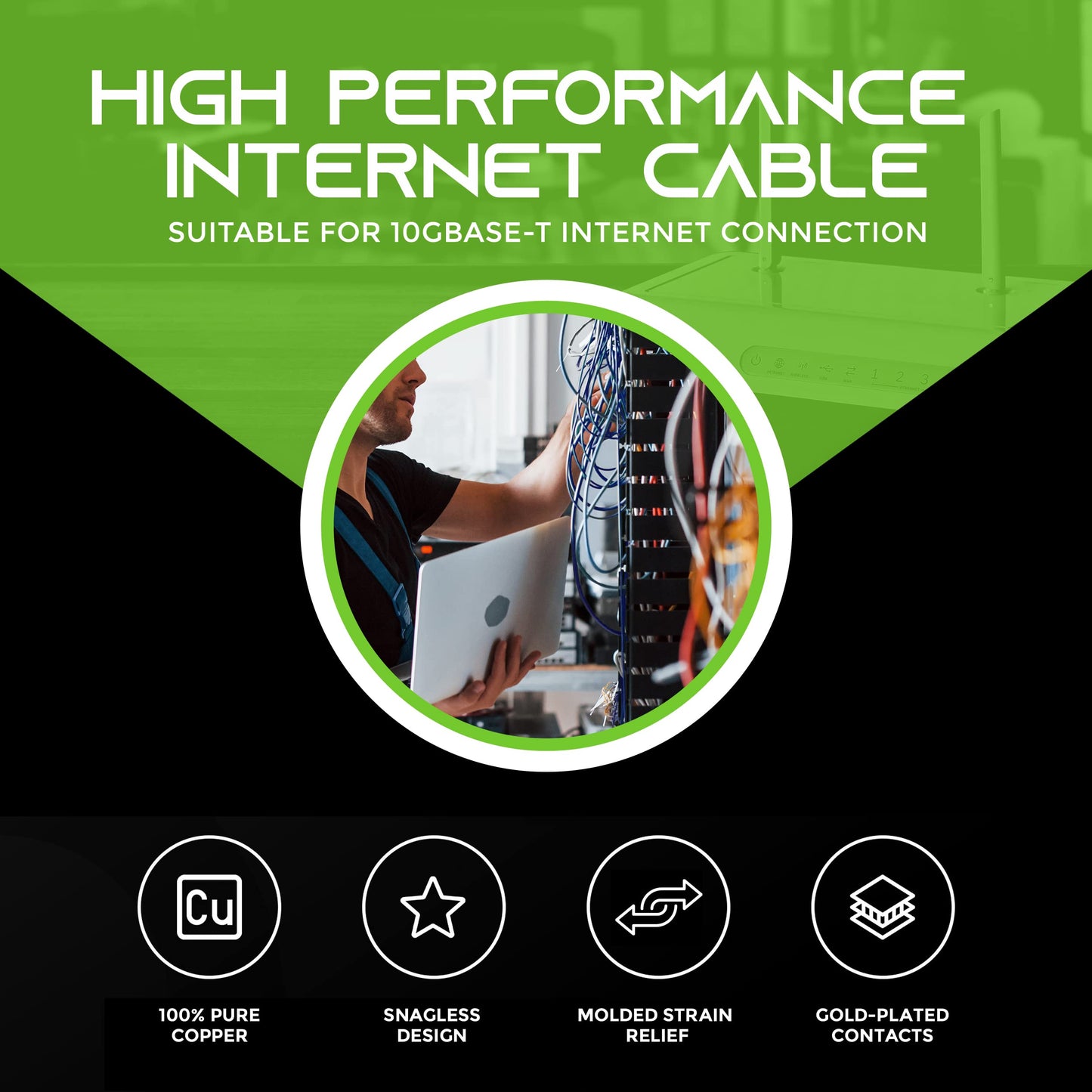 GEARit 20-Pack Cat6 Patch Cable 10 Feet Cat 6 Ethernet Cable Snagless Flexible Soft Tab - Premium Series - Blue