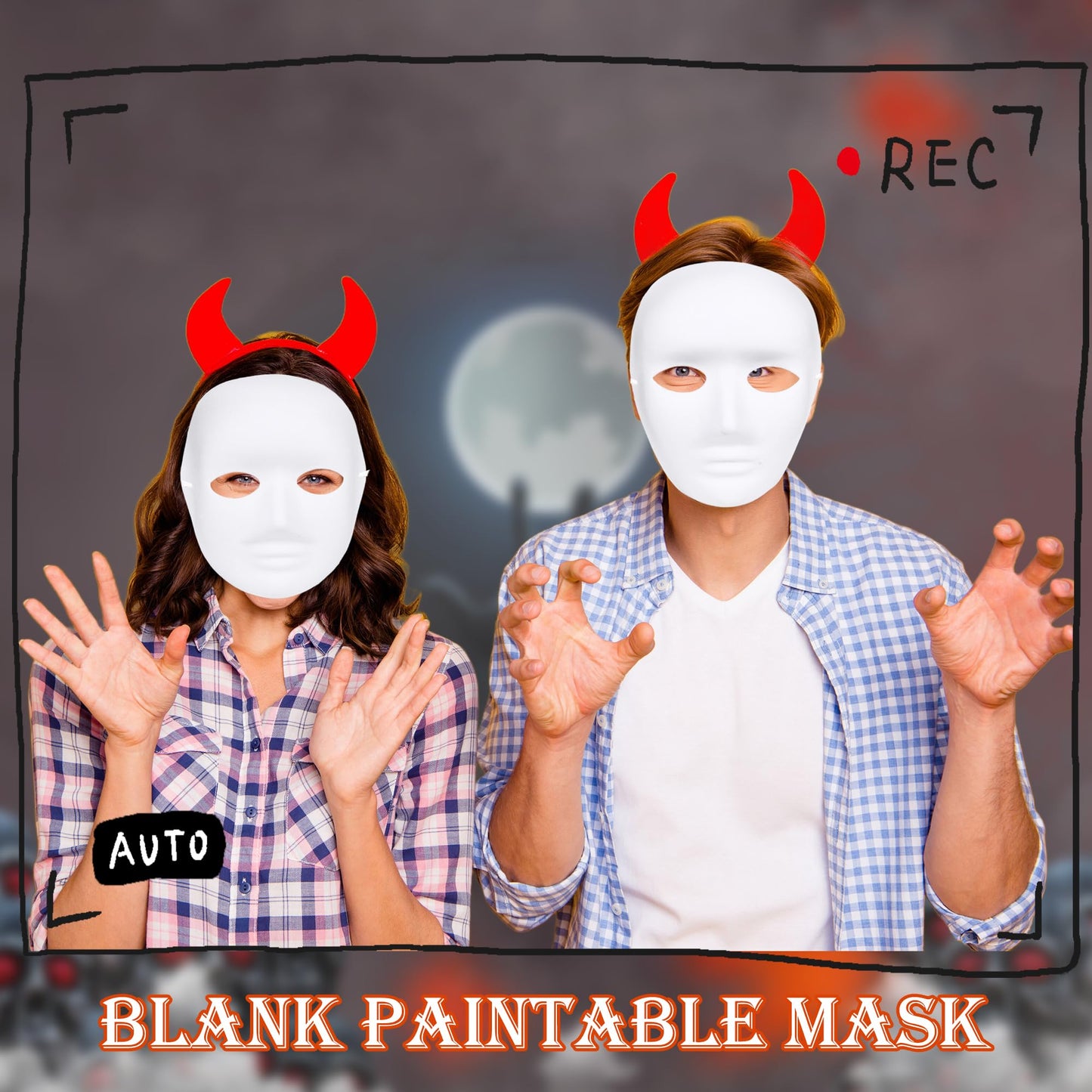 Fahacop 24 Pcs White Paper Mache Masks DIY Full Face Craft Masks Paintable Paper Mask for Halloween Cosplay Masquerade Parties and DIY Craft Activities