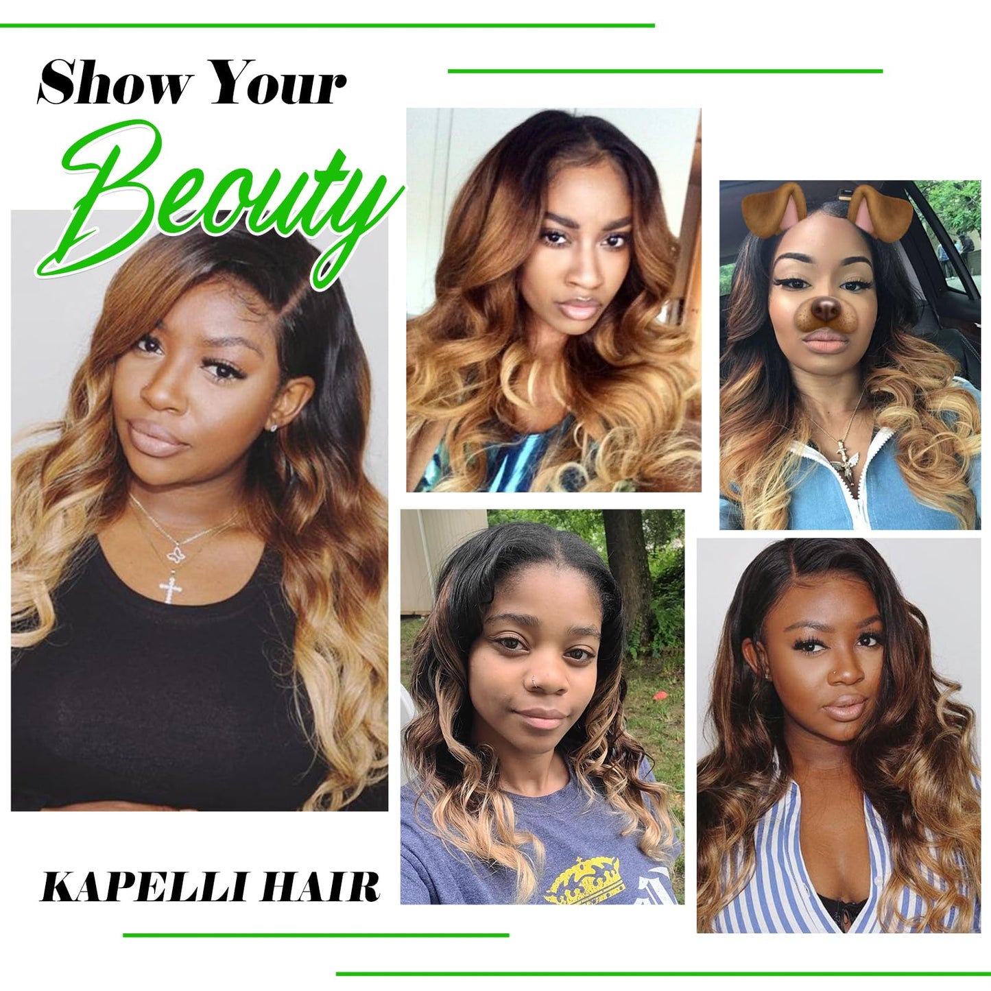 Brazilian Virgin Hair Body Wave Ombre Human Hair 3 Tone, 3 Bundles Ombre Brazilian Hair Extensions (T1B/4/27, 14" 16" 18")