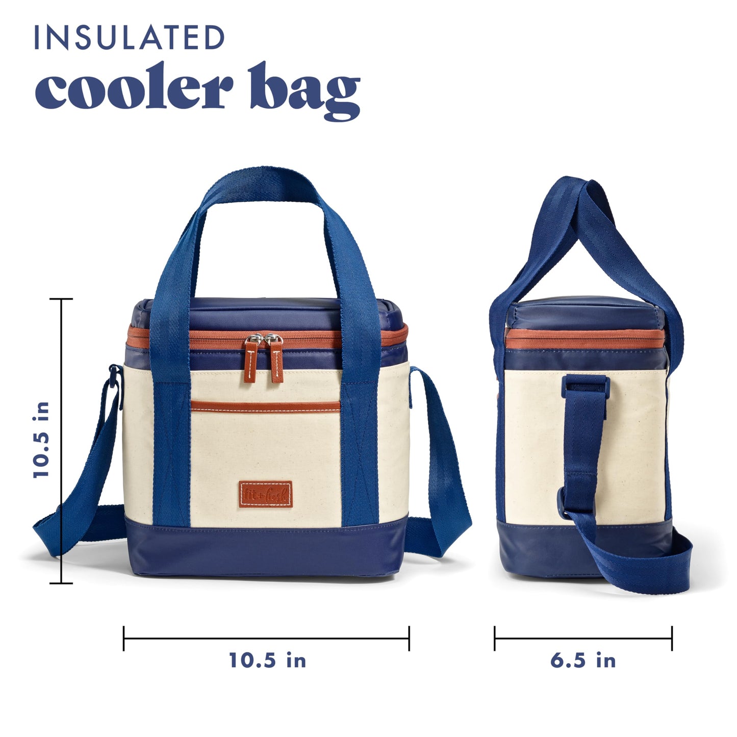 Fit & Fresh Benson Mini Soft Cooler Bag, Insulated, Leakproof, Water Resistant, Lunch Box, Summer Essential, Holds 12 Cans, Navy