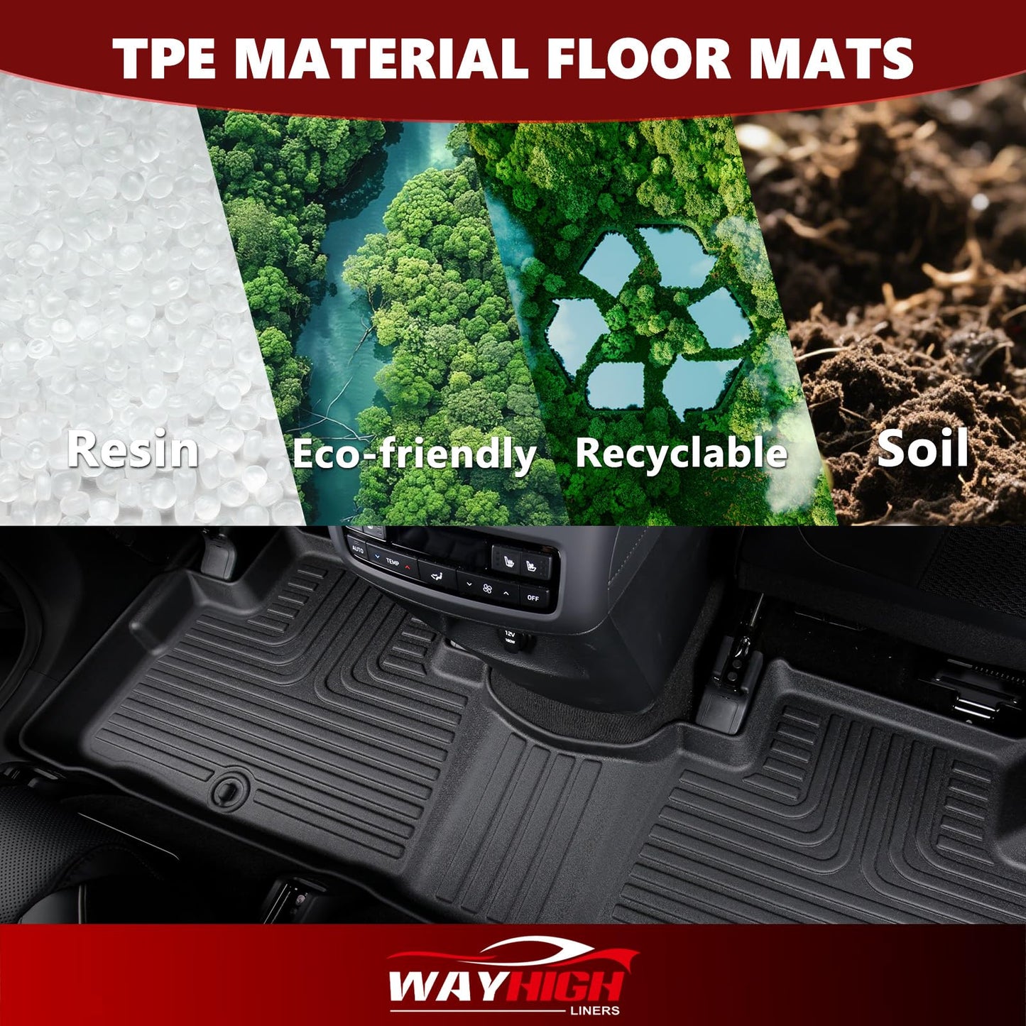 Wayhigh® Floor Mats & Cargo Liner Custom for Buick Envision 2021-2026 All Weather Protection TPE Floor Liners Front & Rear Row Full Set Envision Accessories Black
