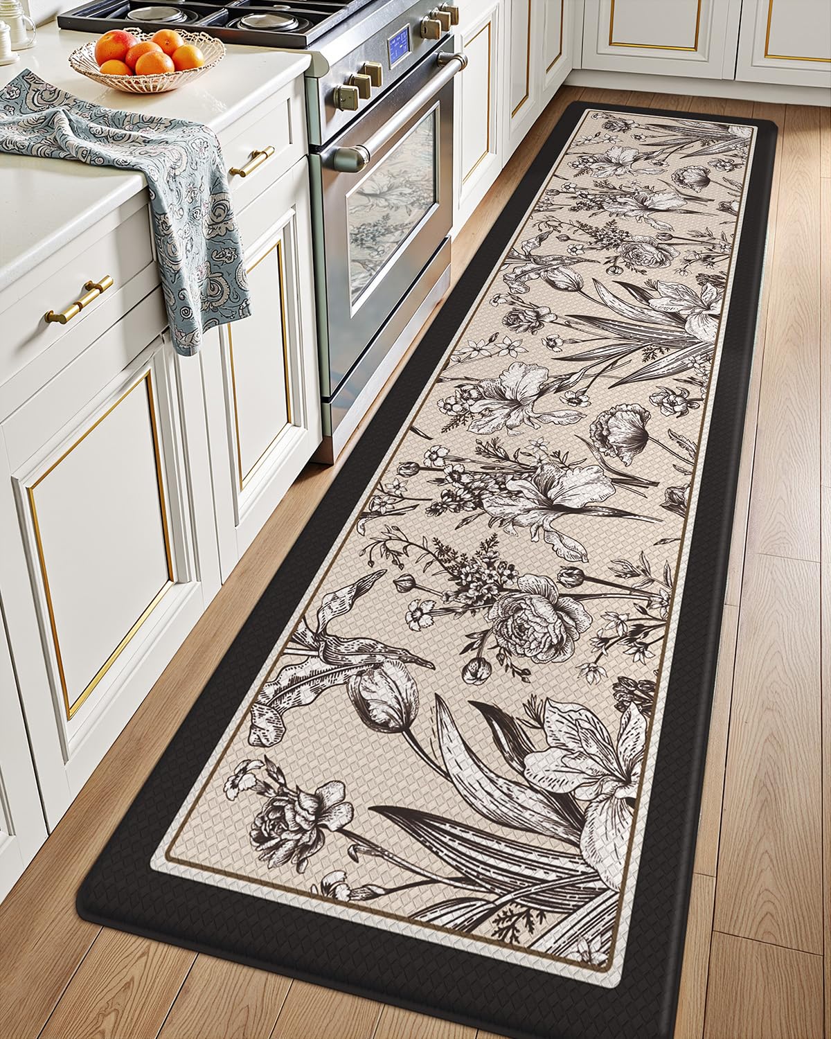 LUMI Anti Fatigue Kitchen Cushioned Mat for Floor, Padded Waterproof Runner for Standing, Stain Resistant Comfort Rugs for Home, Sink, Laundry, 24x87