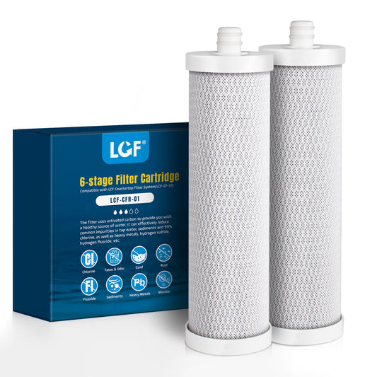 LCF Countertop Filter System(LCF-CF-01) Replacement Filter, 5-stage Countertop Water Filter, Reduces Lead, Bad Taste and up to 99% Chlorine, 16,000 Gallons, 2 Pack