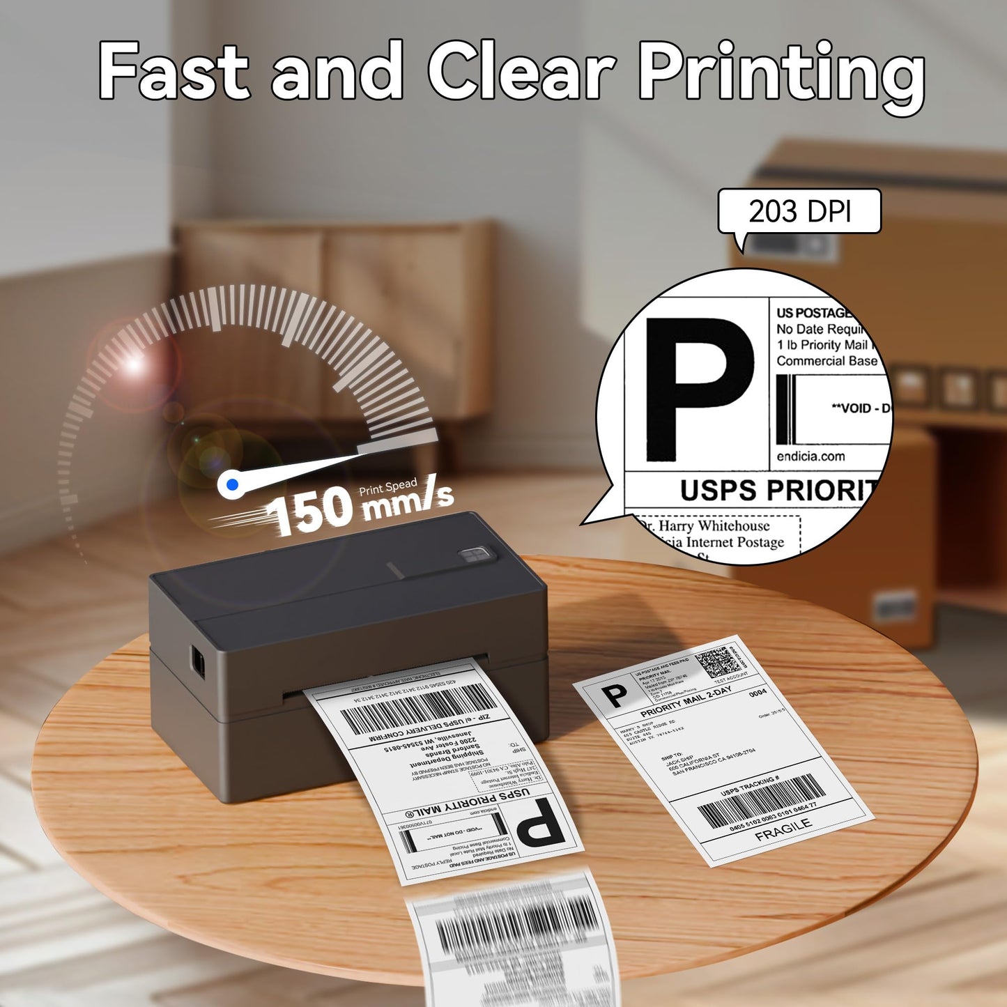 PeriPage Bluetooth Thermal Shipping Label Printer,Wireless 4x6 Shipping Label Printer for Shipping Packages,Support iPhone iPad Android Windows & Mac,Widely Used for Amazon, Ebay,Shopify, Etsy, USPS.