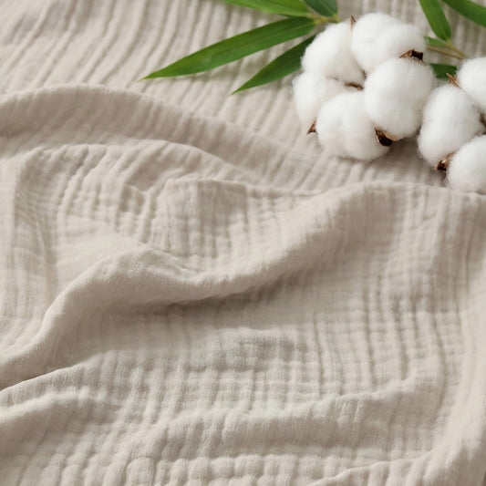 Bedsure Muslin Blanket King Size for Adults, Rayon Derived from Bamboo Lightweight Summer Cooling Blankets for Hot Sleepers, Cotton Breathable Gauze Blanket, Quilt, Coverlet, Linen Beige, 104"x90"